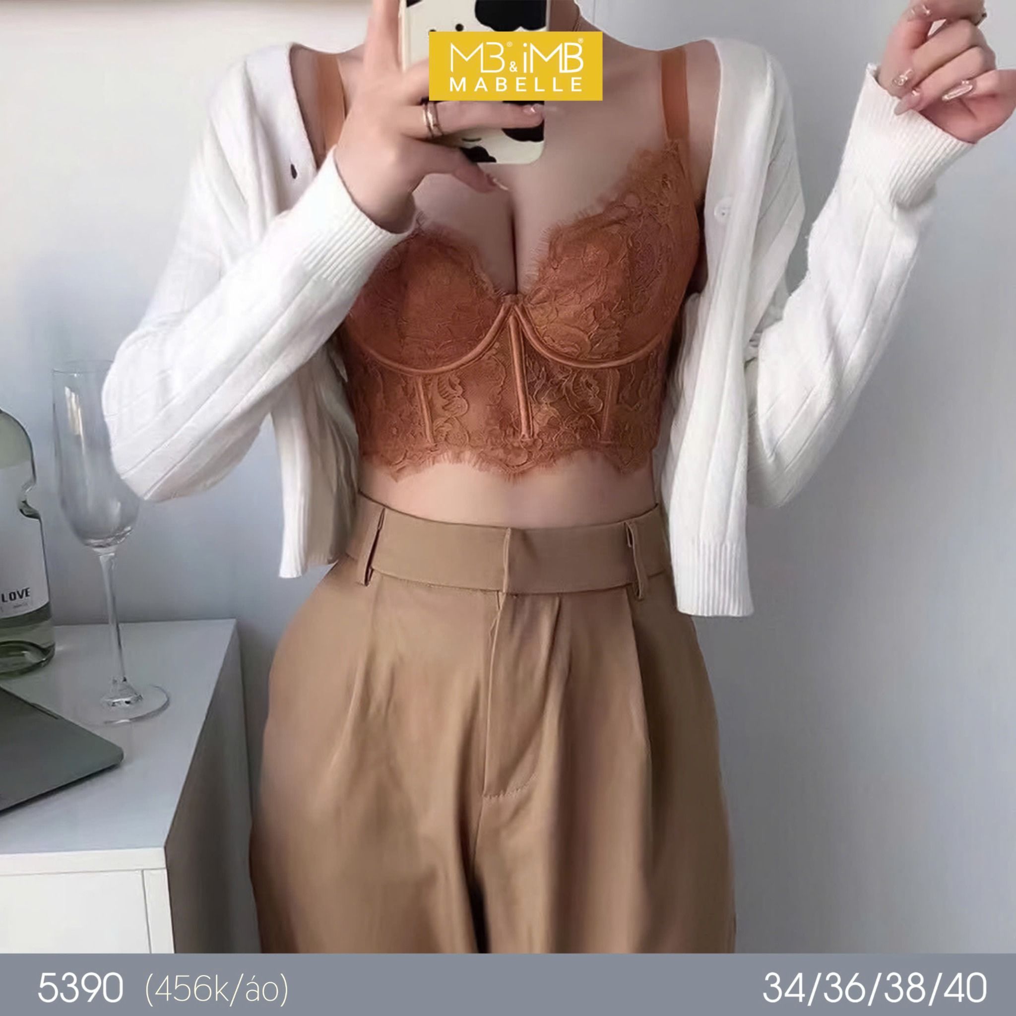 Áo ngực không gọng mút mỏng bralette 5390 6 móc