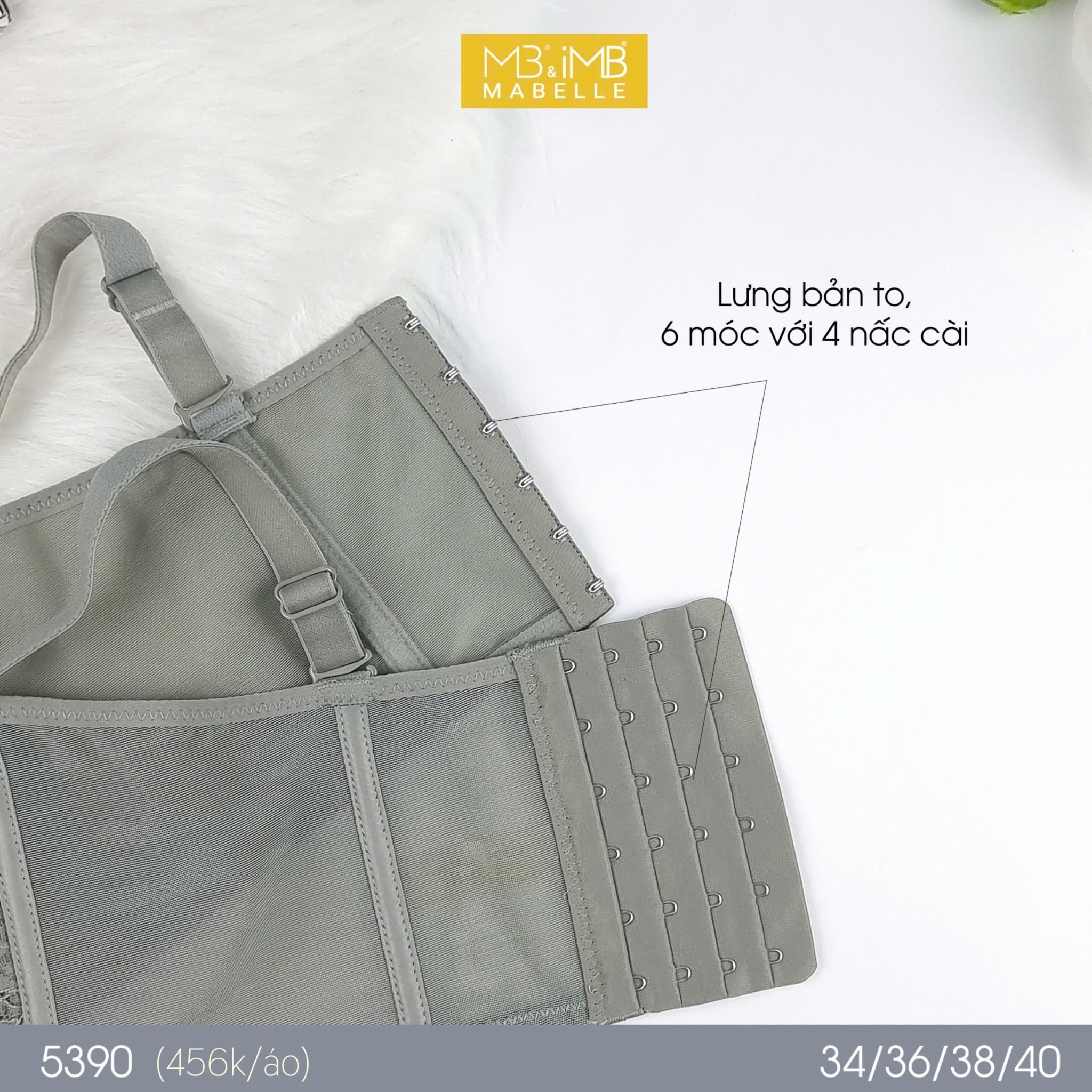 Áo ngực không gọng mút mỏng bralette 5390 6 móc