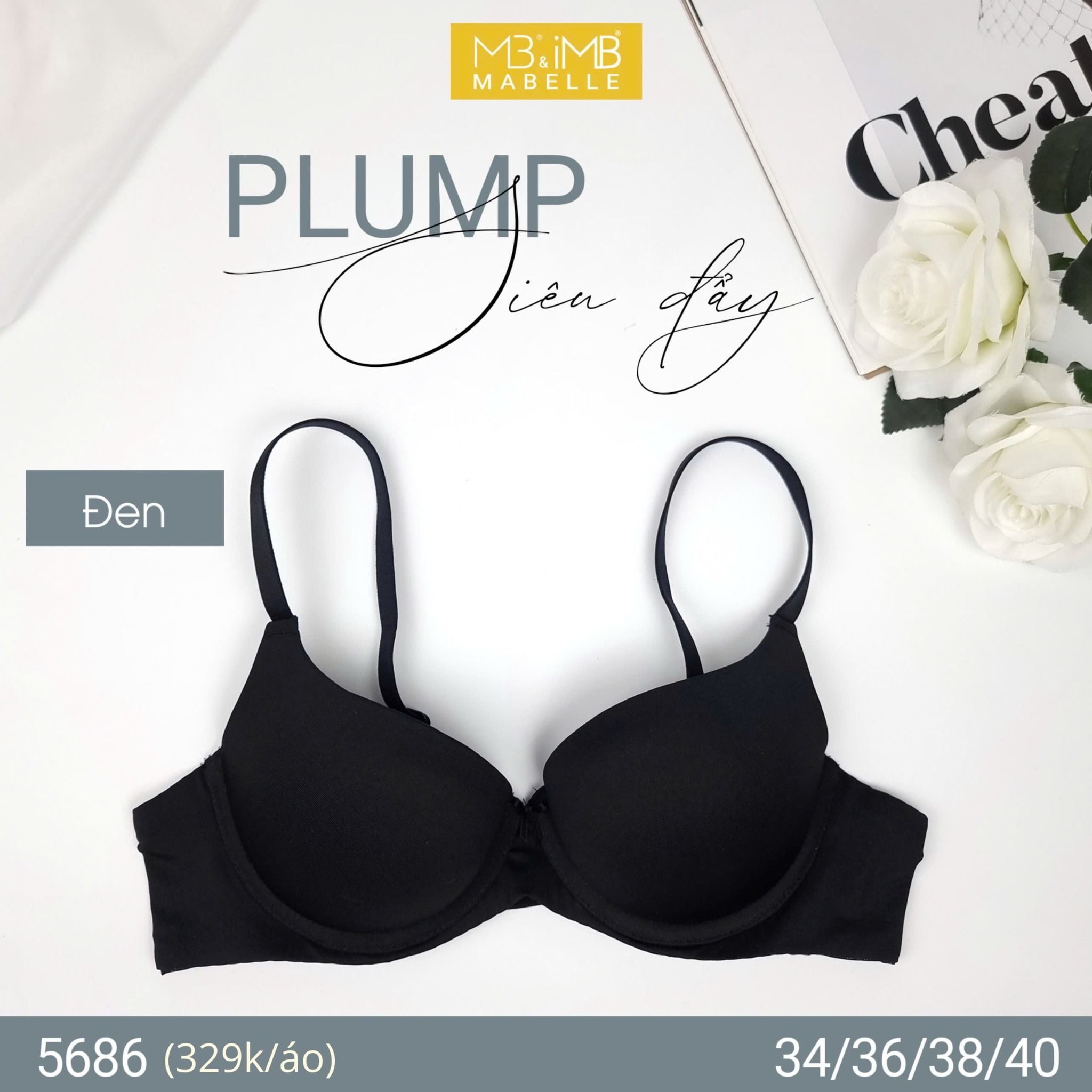Áo ngực có gọng nâng đẩy mút nano MB 5686 bản lưng 2 móc