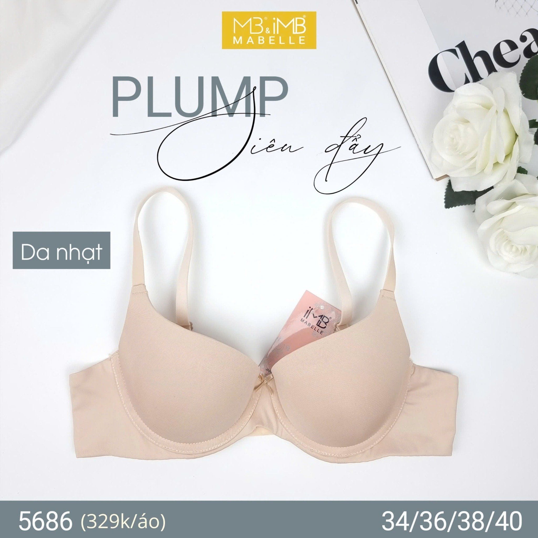 Áo ngực có gọng nâng đẩy mút nano MB 5686 bản lưng 2 móc