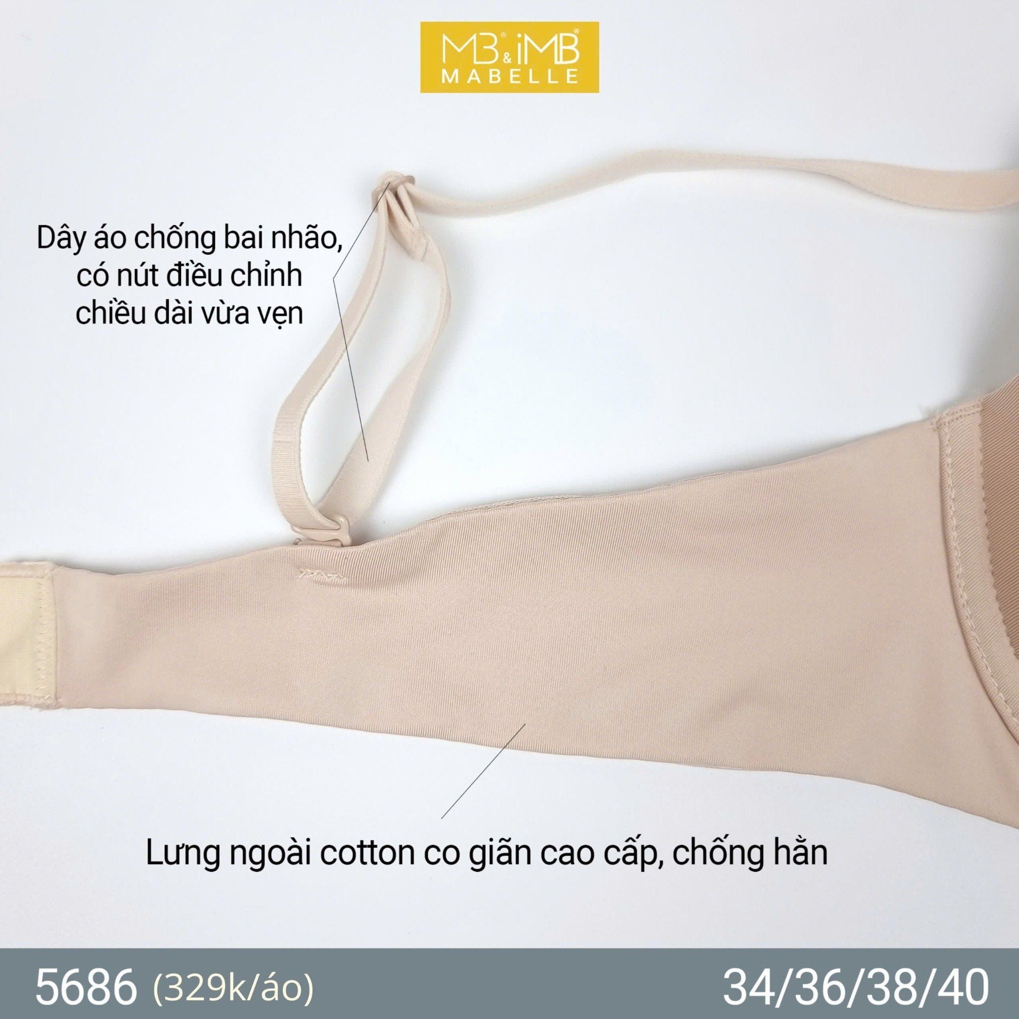 Áo ngực có gọng nâng đẩy mút nano MB 5686 bản lưng 2 móc