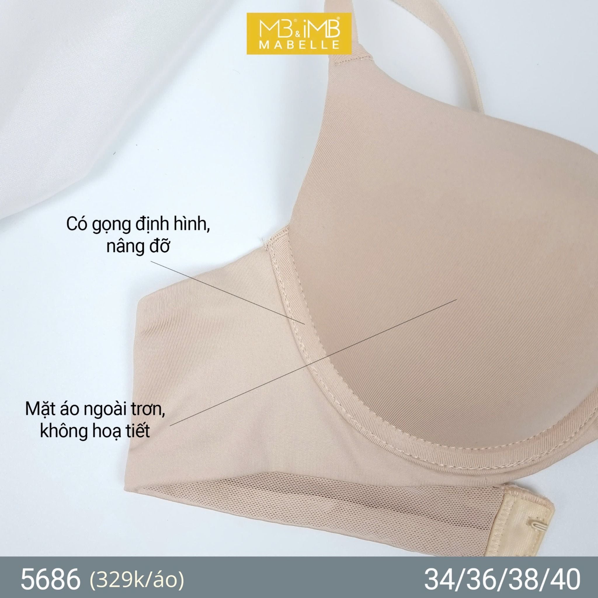 Áo ngực có gọng nâng đẩy mút nano MB 5686 bản lưng 2 móc
