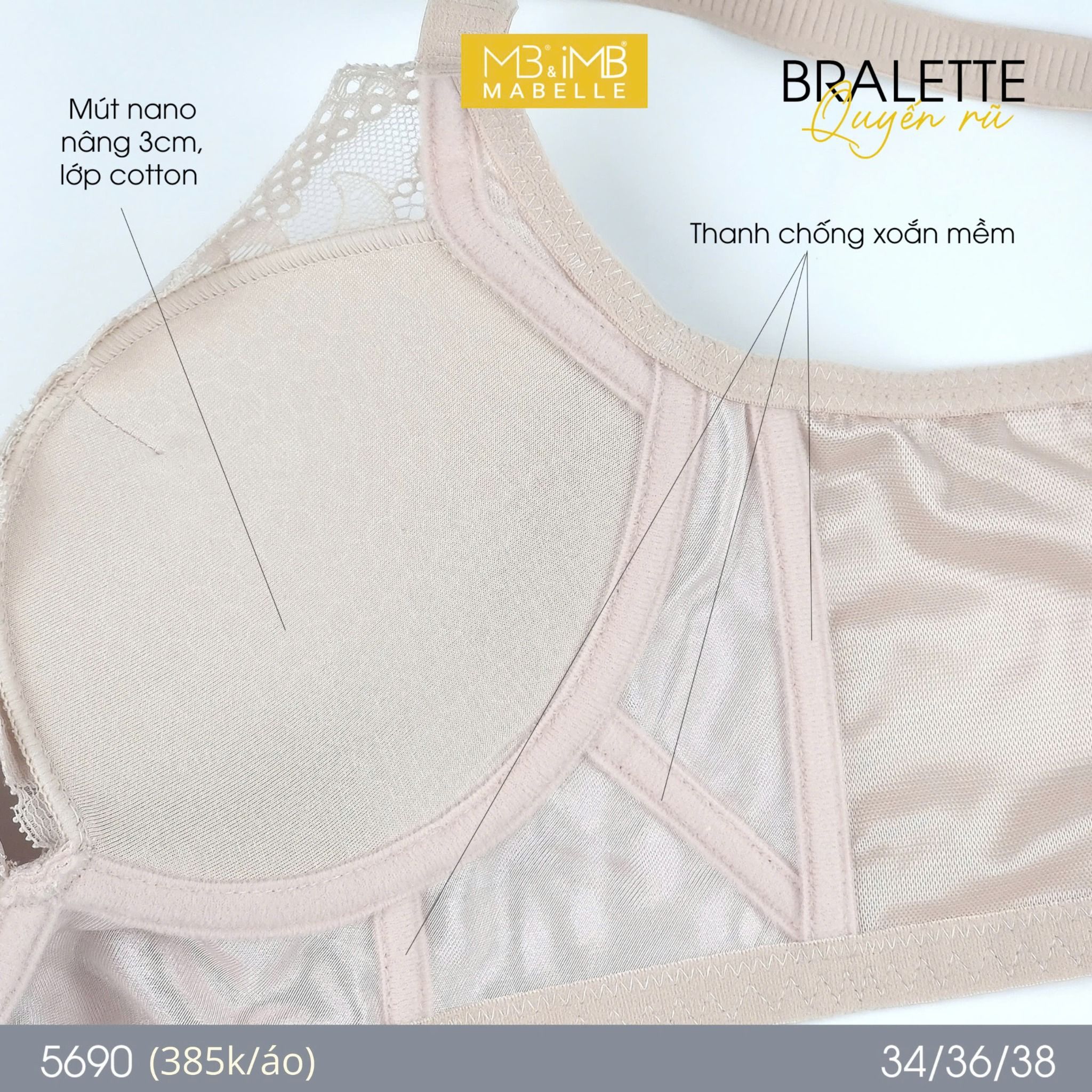 Áo ngực không gọng nâng đẩy 5690 4 móc