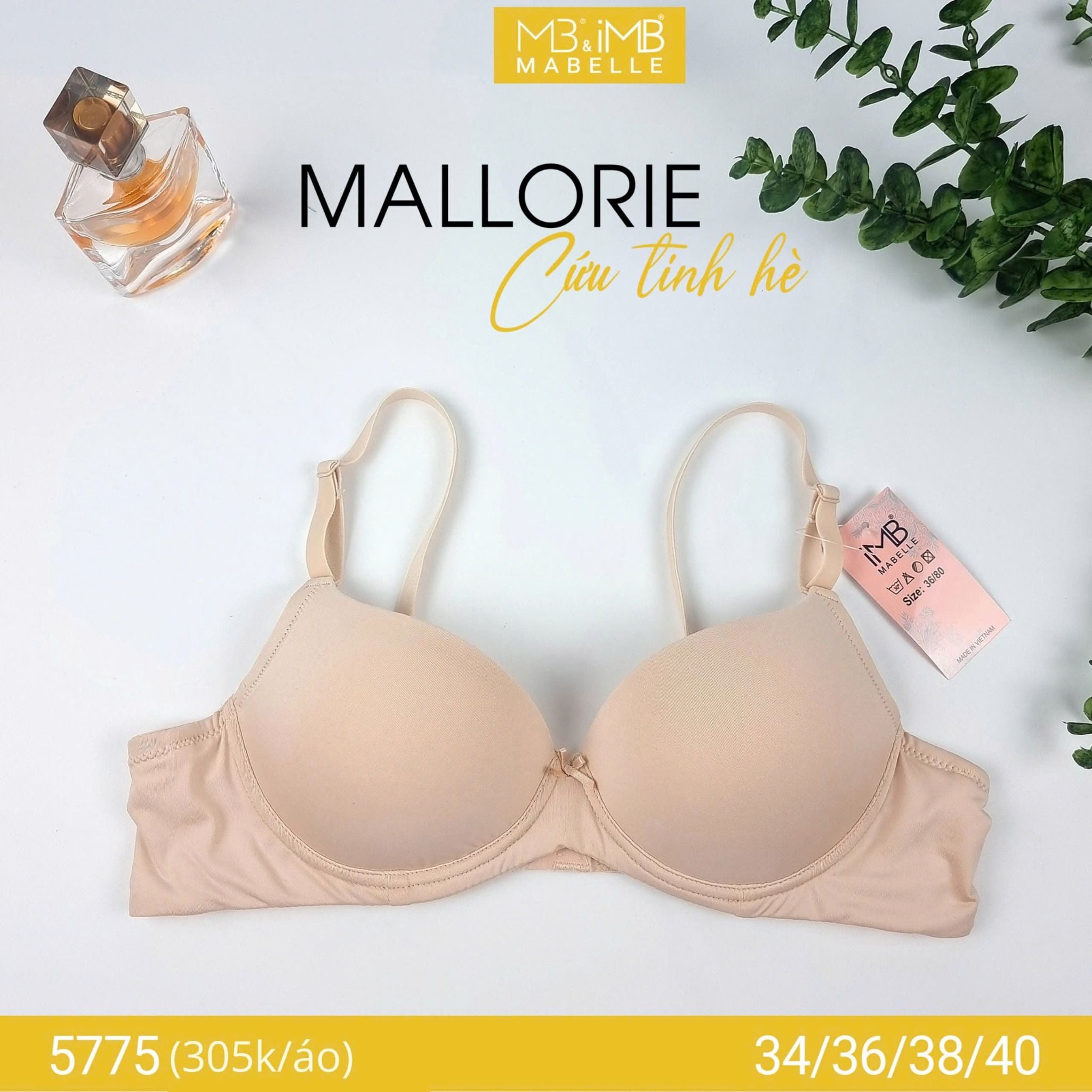 Áo ngực không gọng tạo khe, mút dày MB 5775 êm nhẹ, thoải mái