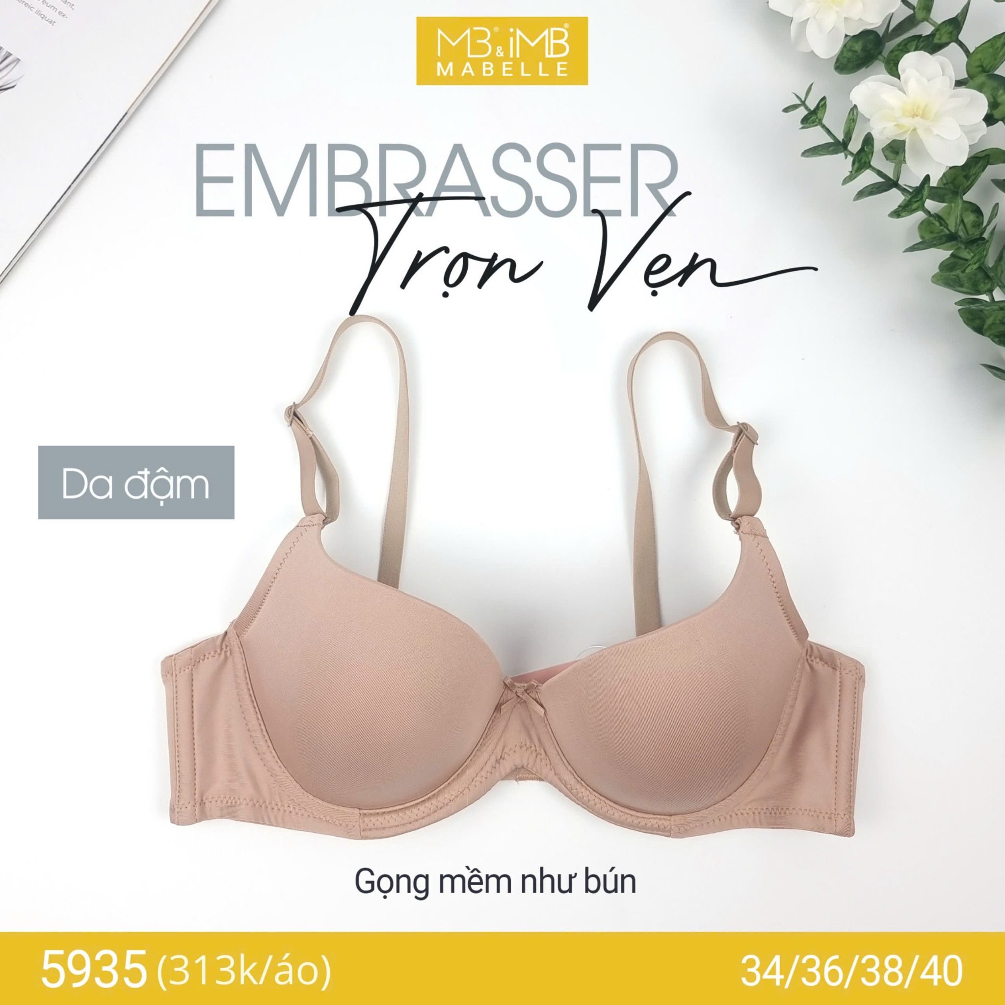 Áo ngực gọng mềm mút vừa MB 5935 lưng 2 lớp điều hòa bản vừa