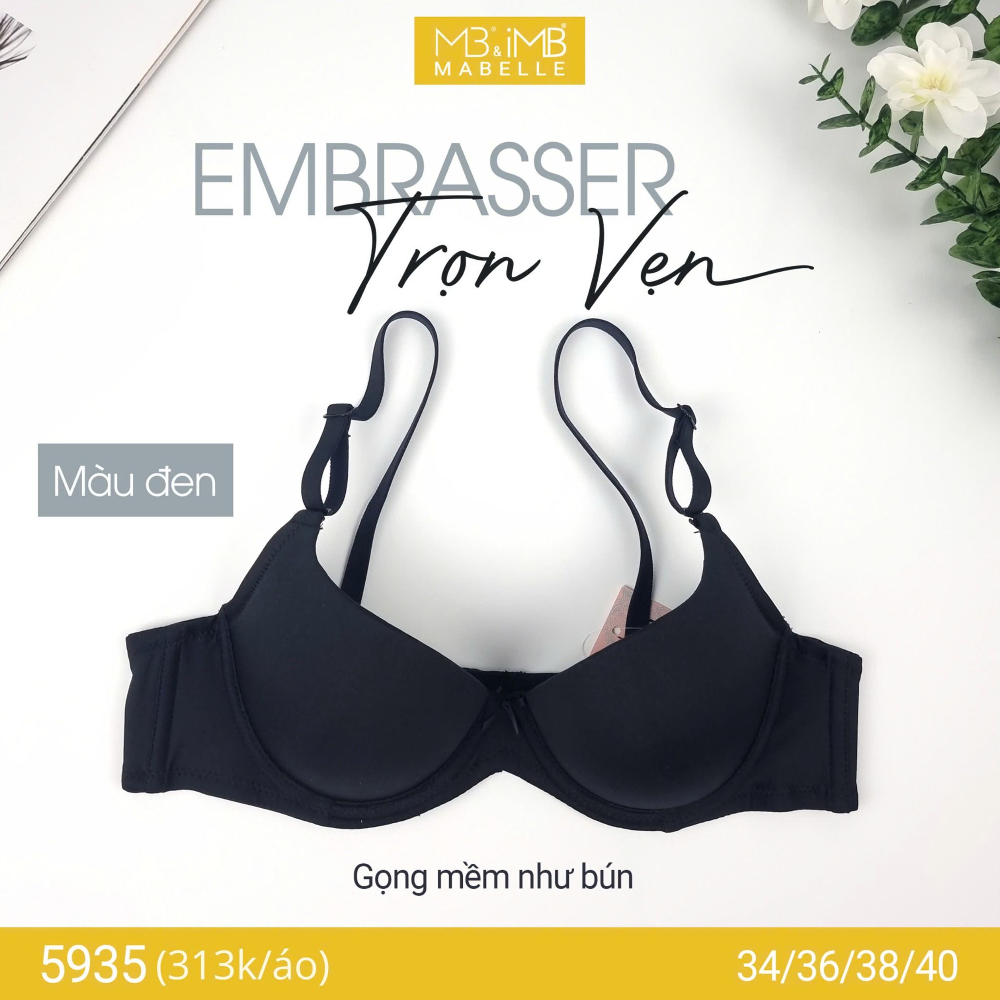 Áo ngực gọng mềm mút vừa MB 5935 lưng 2 lớp điều hòa bản vừa