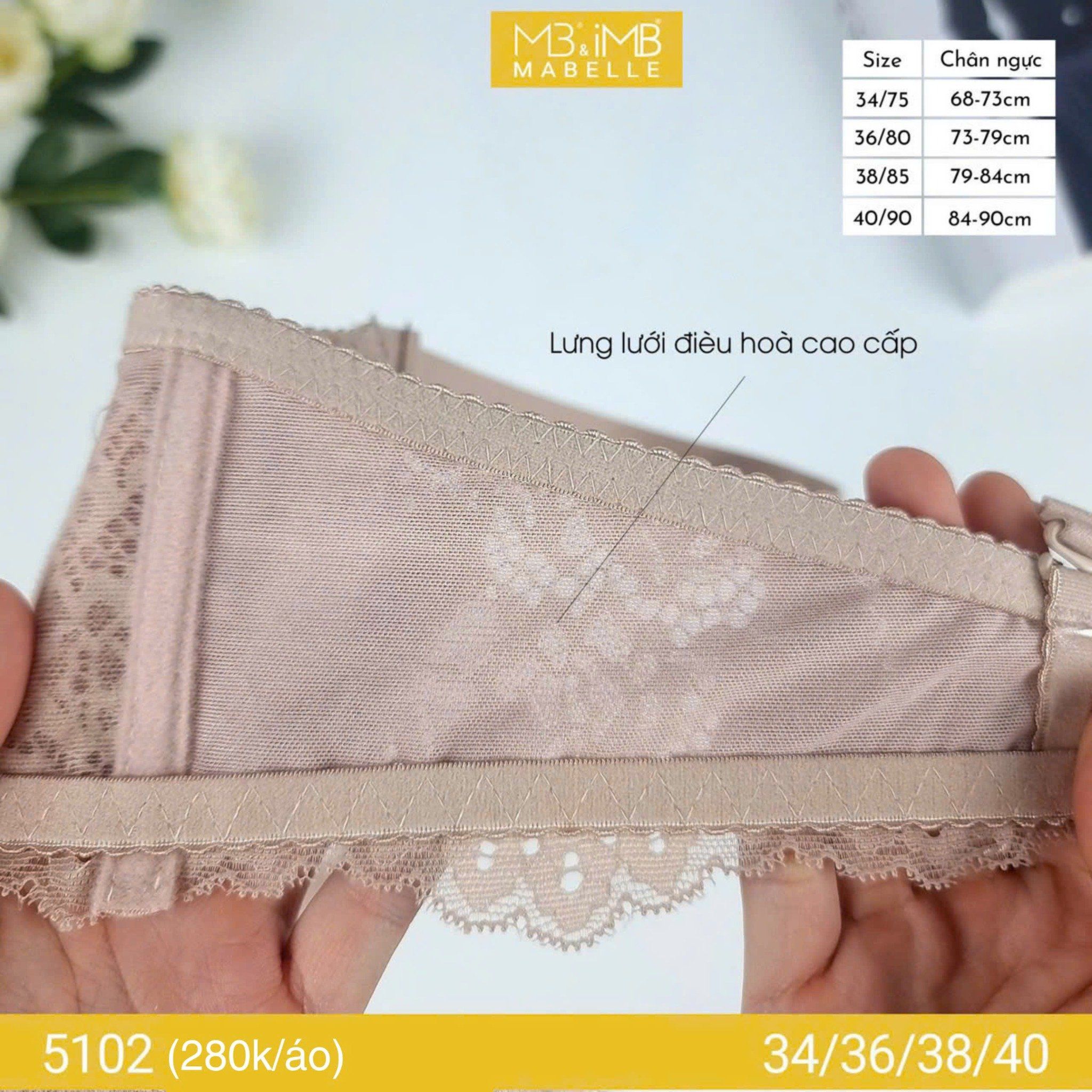 Áo ngực có gọng mềm mút vừa 5102 ren quả