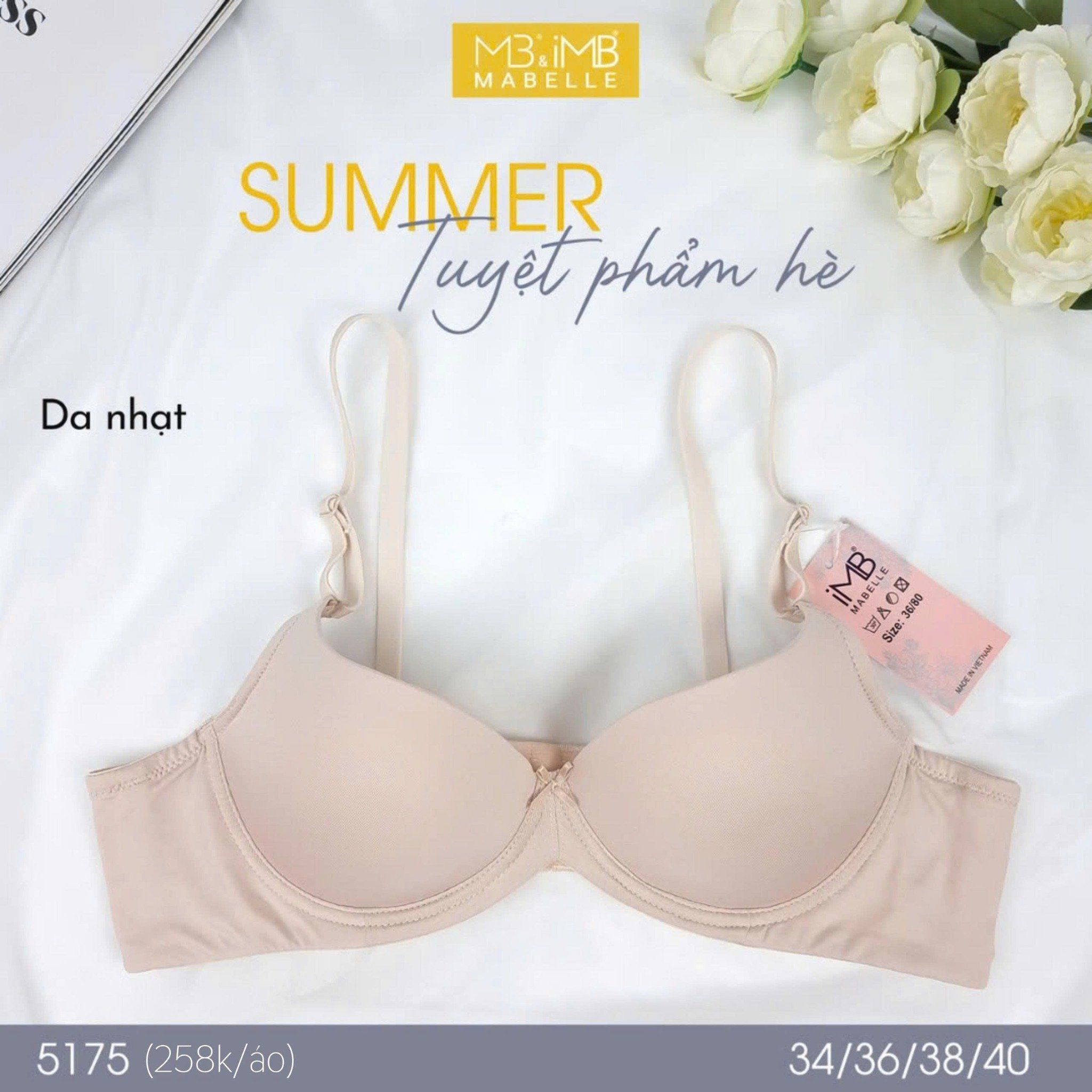 Áo ngực không gọng mút mỏng 5175 3 móc