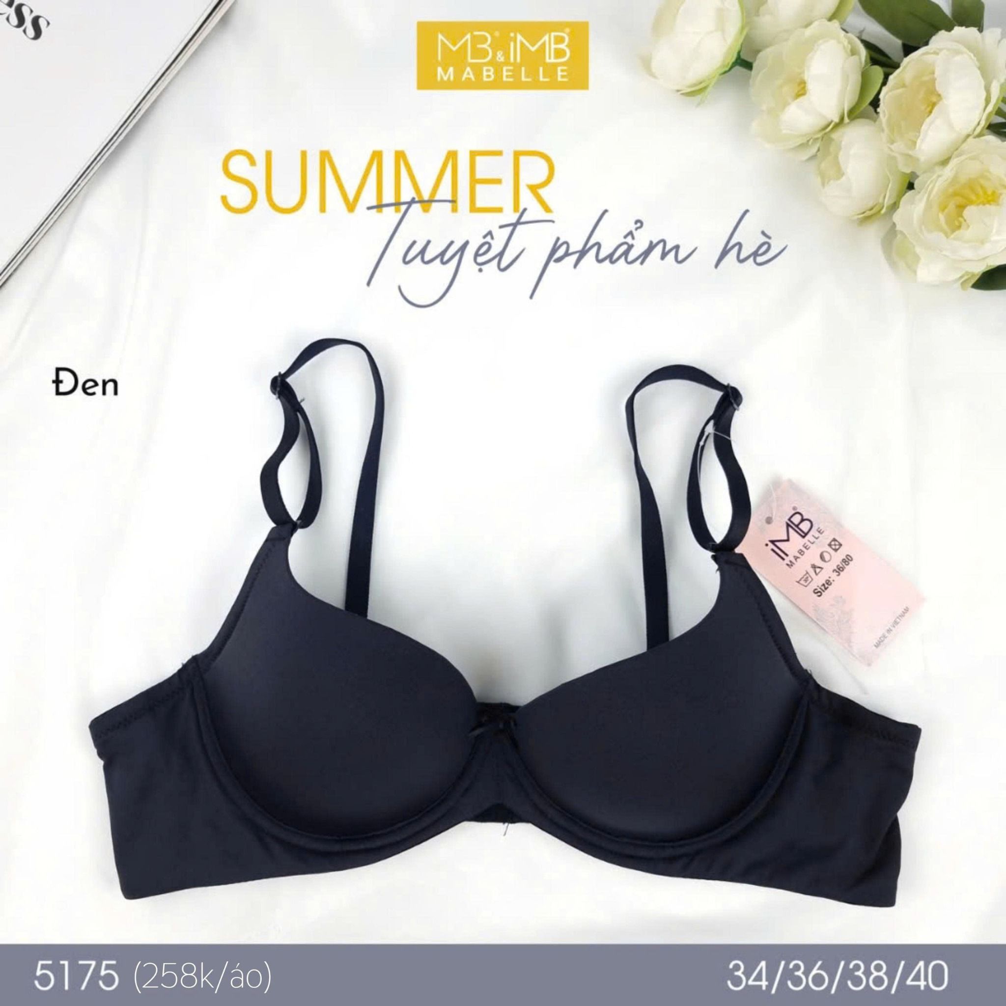 Áo ngực không gọng mút mỏng 5175 3 móc