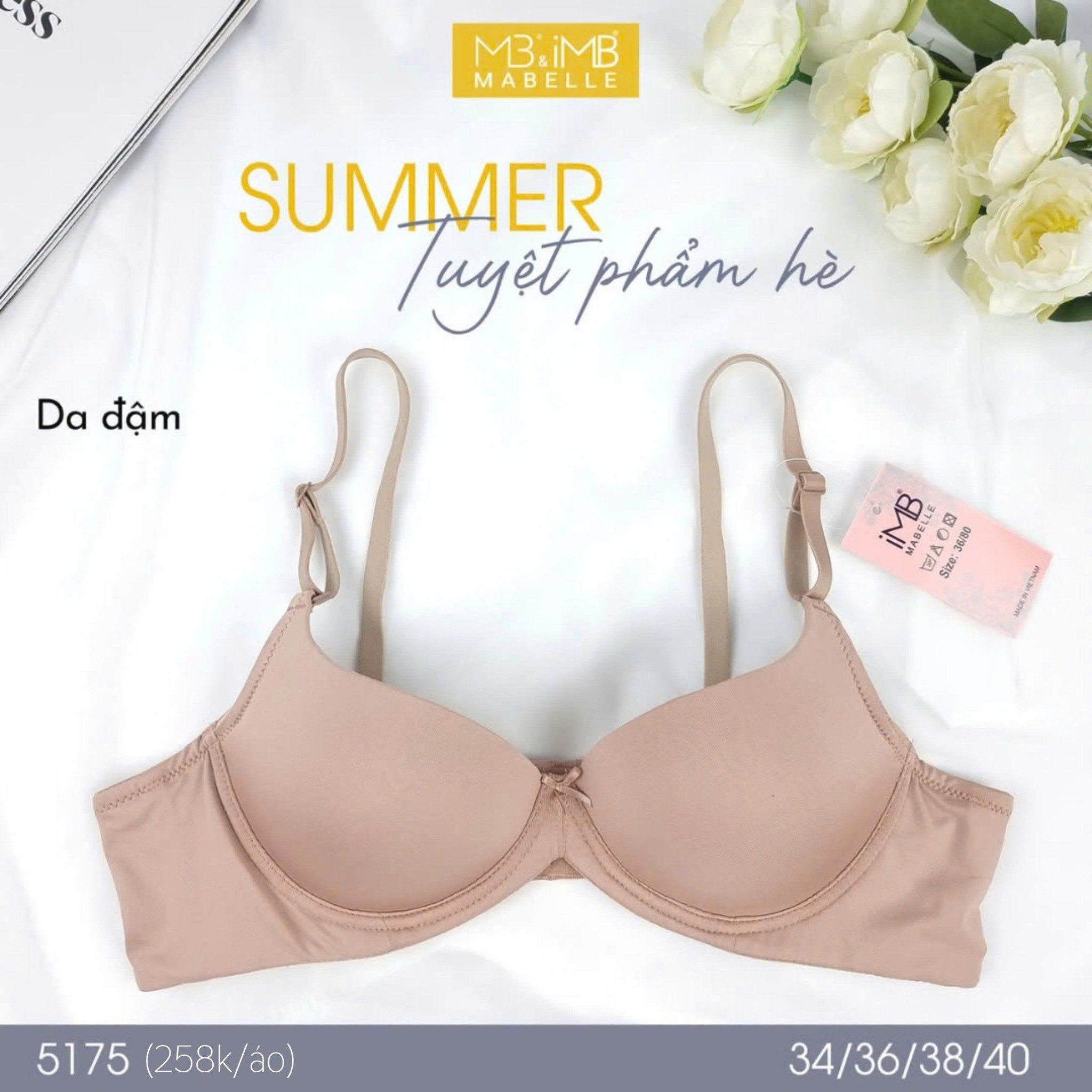 Áo ngực không gọng mút mỏng 5175 3 móc