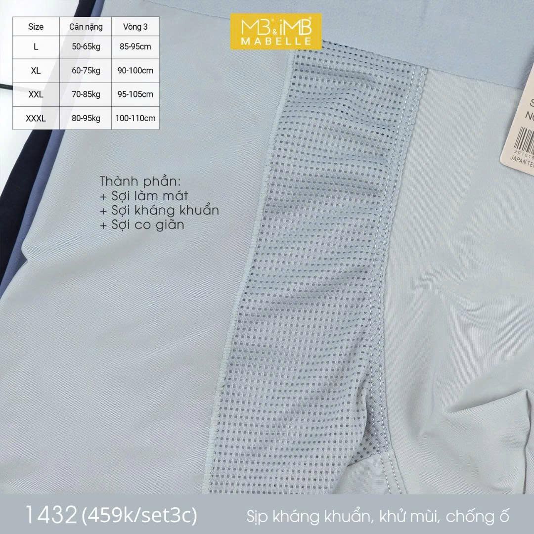 Quần sịp nam MB 1432 quần thông khí, kháng khuẩn, điều hòa làm mát