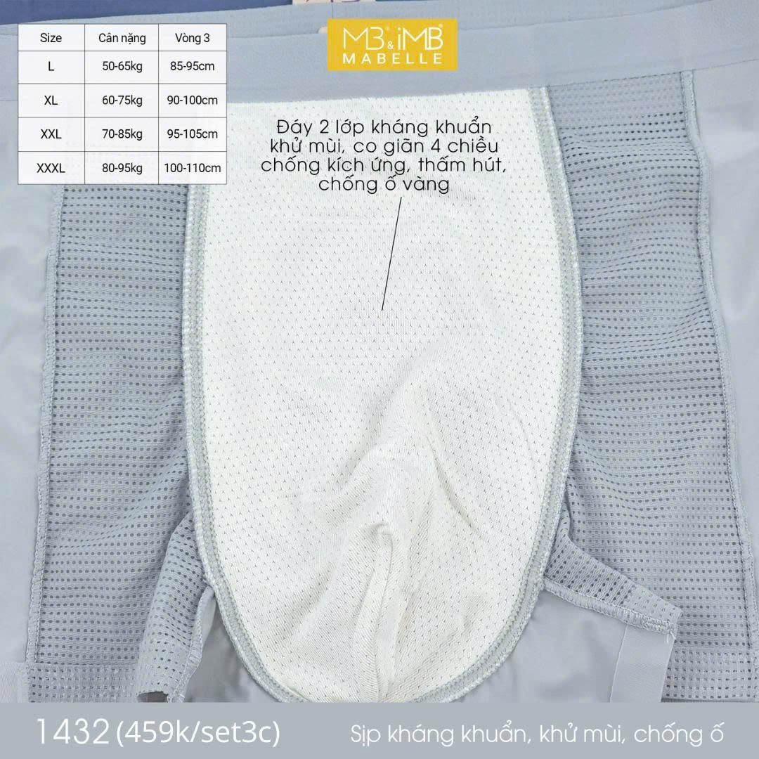 Quần sịp nam MB 1432 quần thông khí, kháng khuẩn, điều hòa làm mát