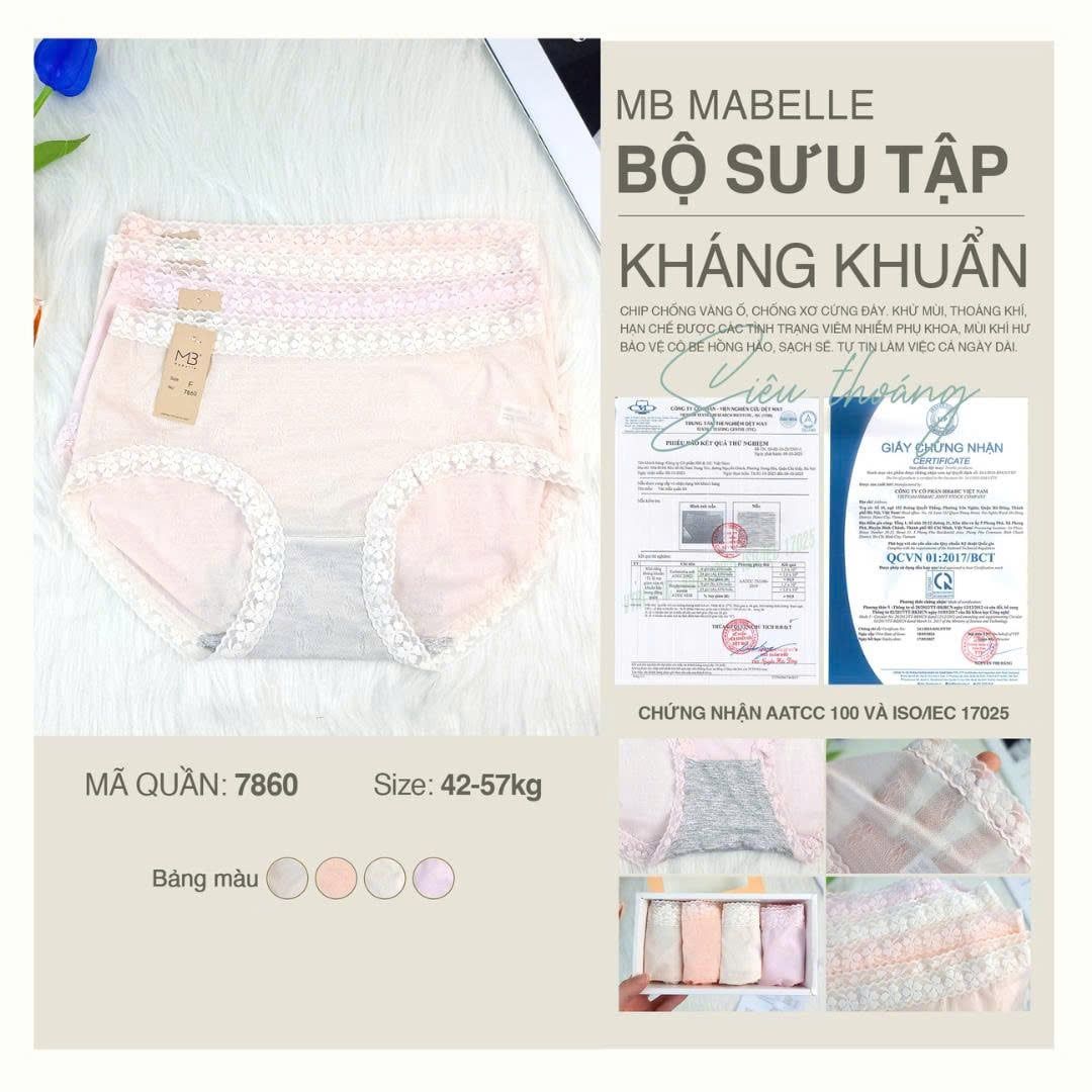 Quần lót kháng khuẩn tàng hình làm mát MB 7860 cạp vừa