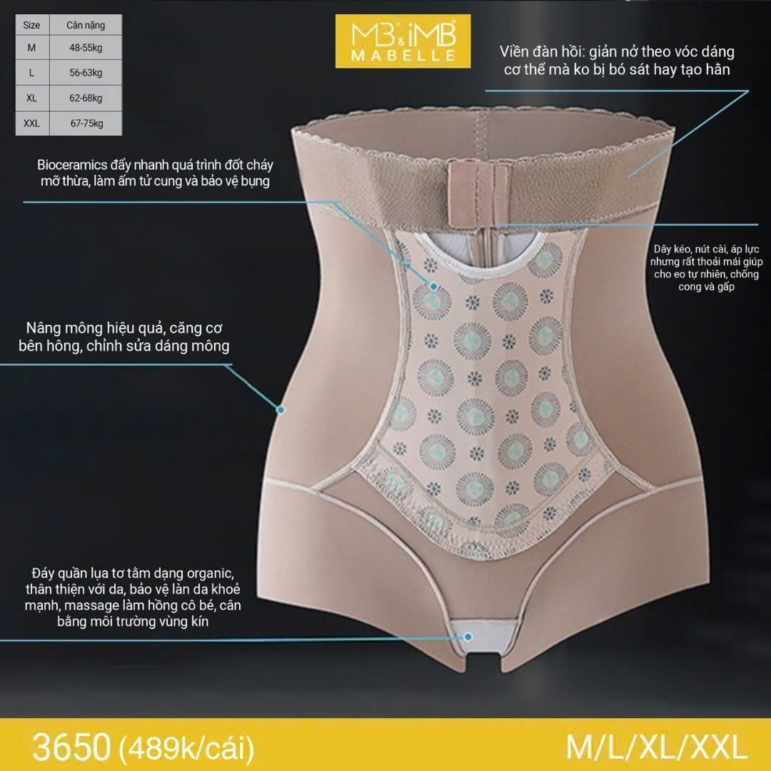 Quần gen bụng định hình MB 3650 đốt mỡ, cản sóng điện từ, thon gọn eo