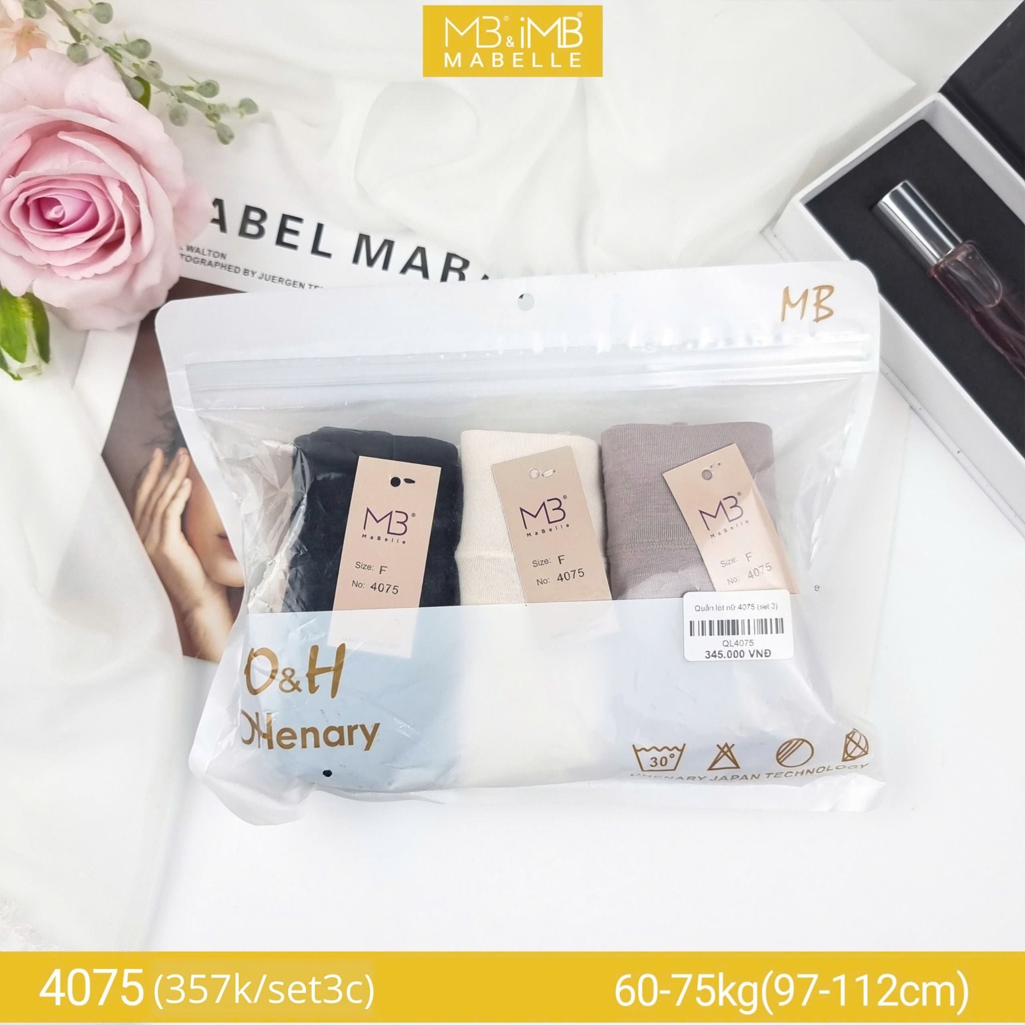 Quần lót nữ kháng khuẩn MB 4075 - Mặc êm, giấu bụng, siêu thoải mái