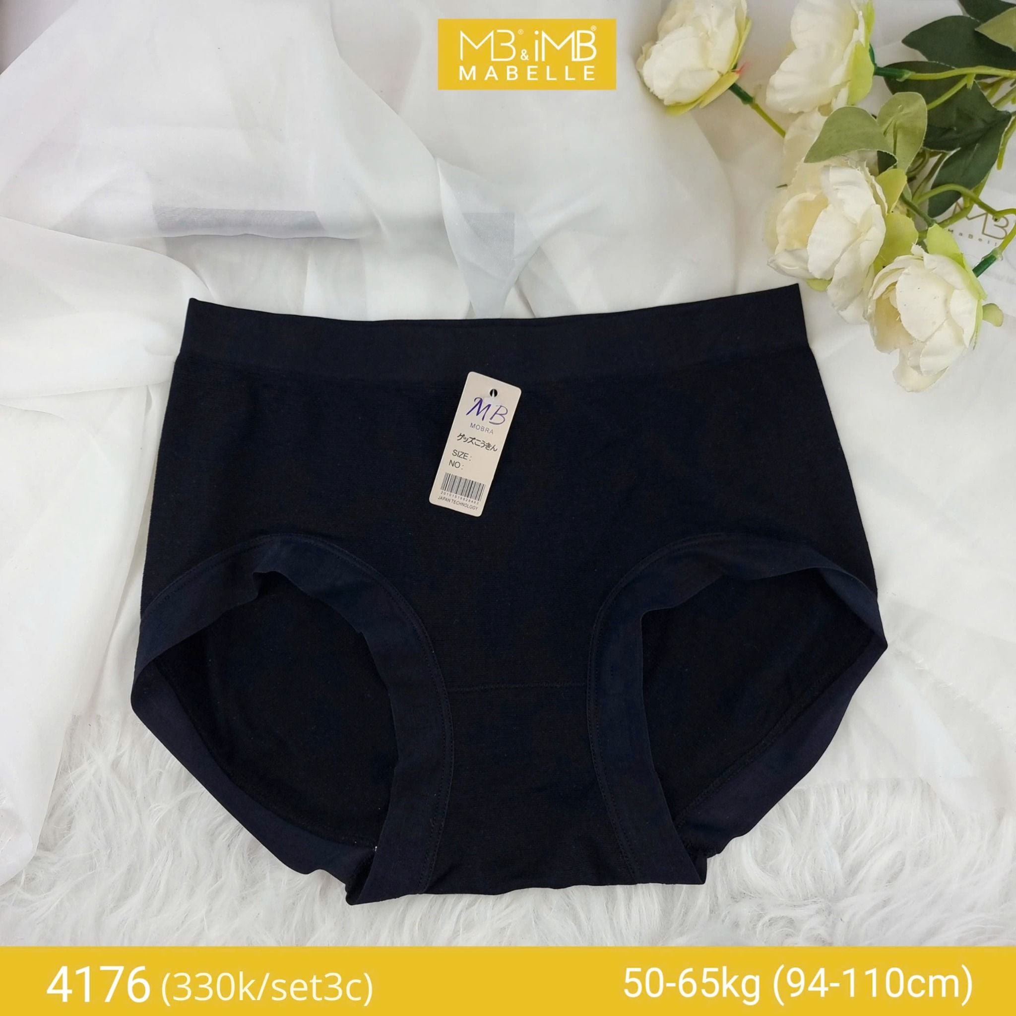 Quần lót tàng hình cạp cao dệt 3D công nghệ Nhật MB 4176, cotton pha sợi tổng hợp thông hơi không đường may