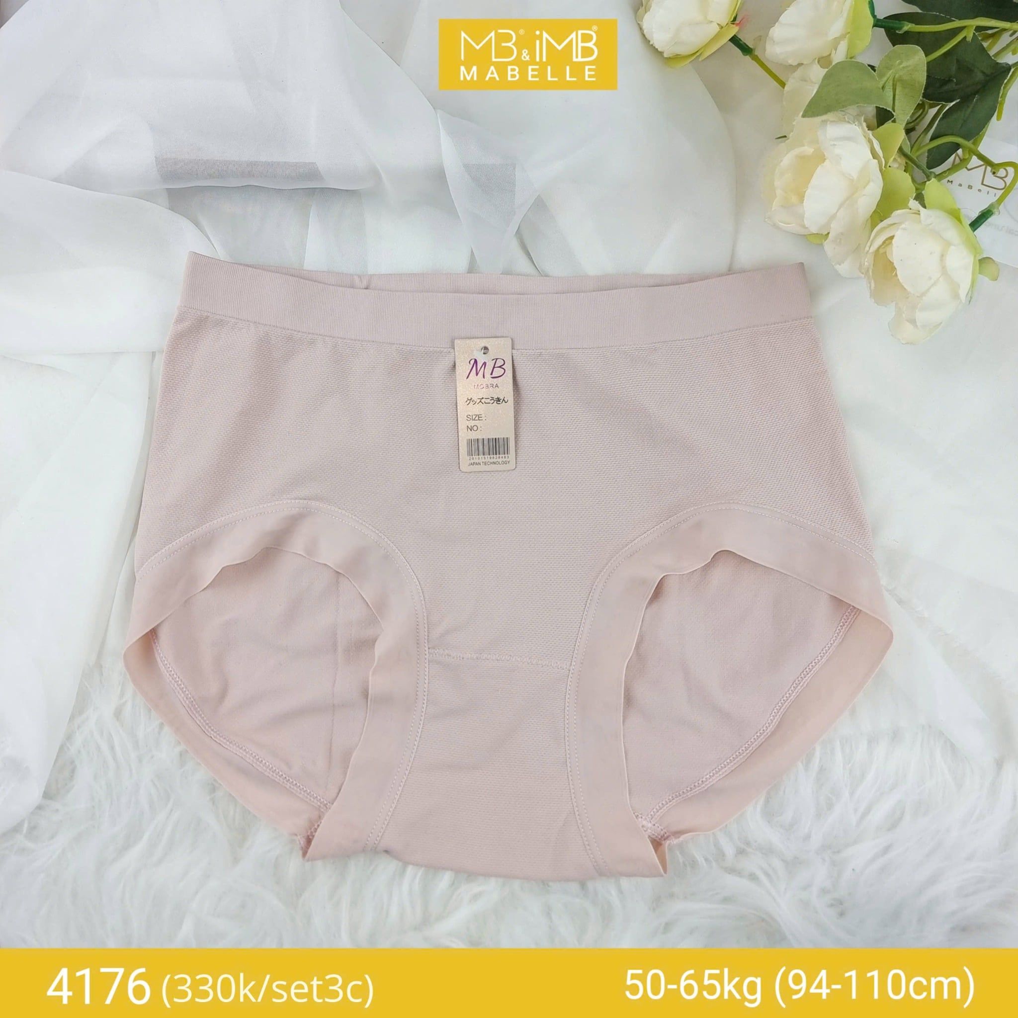Quần lót tàng hình cạp cao dệt 3D công nghệ Nhật MB 4176, cotton pha sợi tổng hợp thông hơi không đường may
