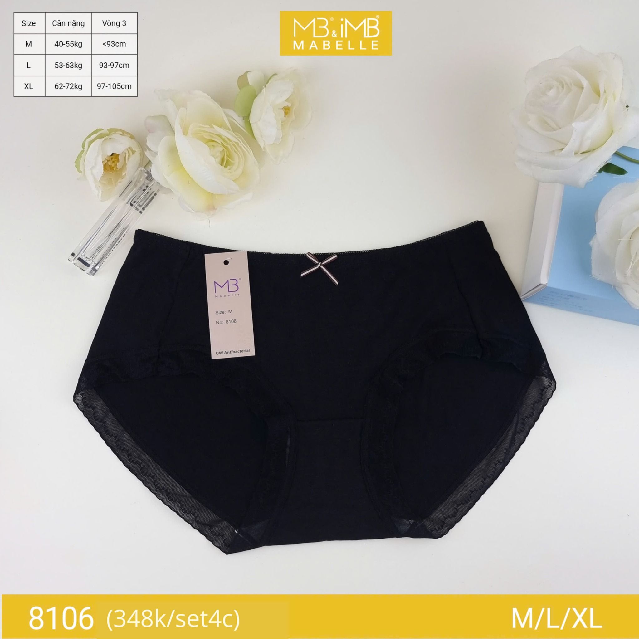 Quần lót nữ kháng khuẩn MB 8106 cotton sồi organic tự nhiên, cạp vừa