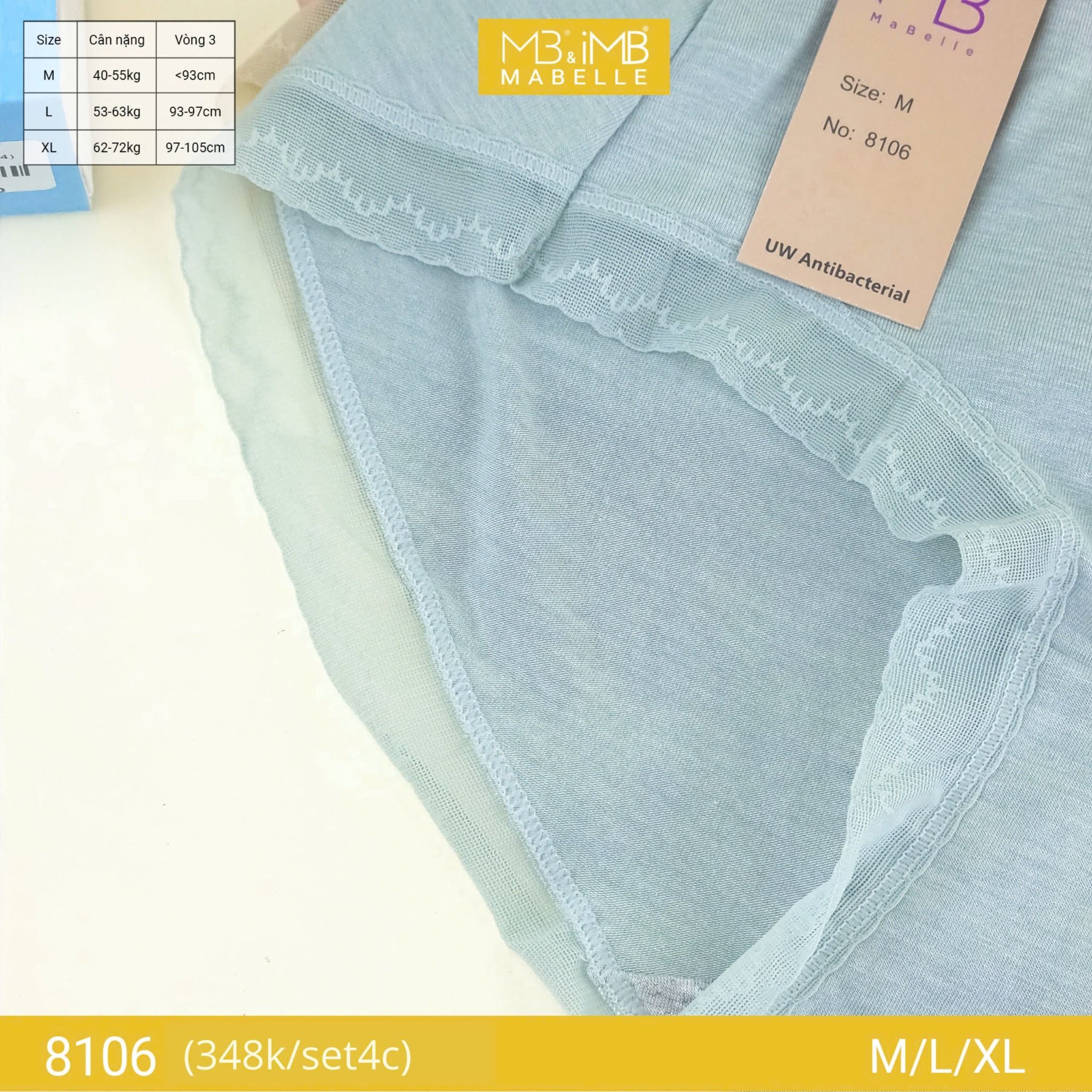 Quần lót nữ kháng khuẩn MB 8106 cotton sồi organic tự nhiên, cạp vừa