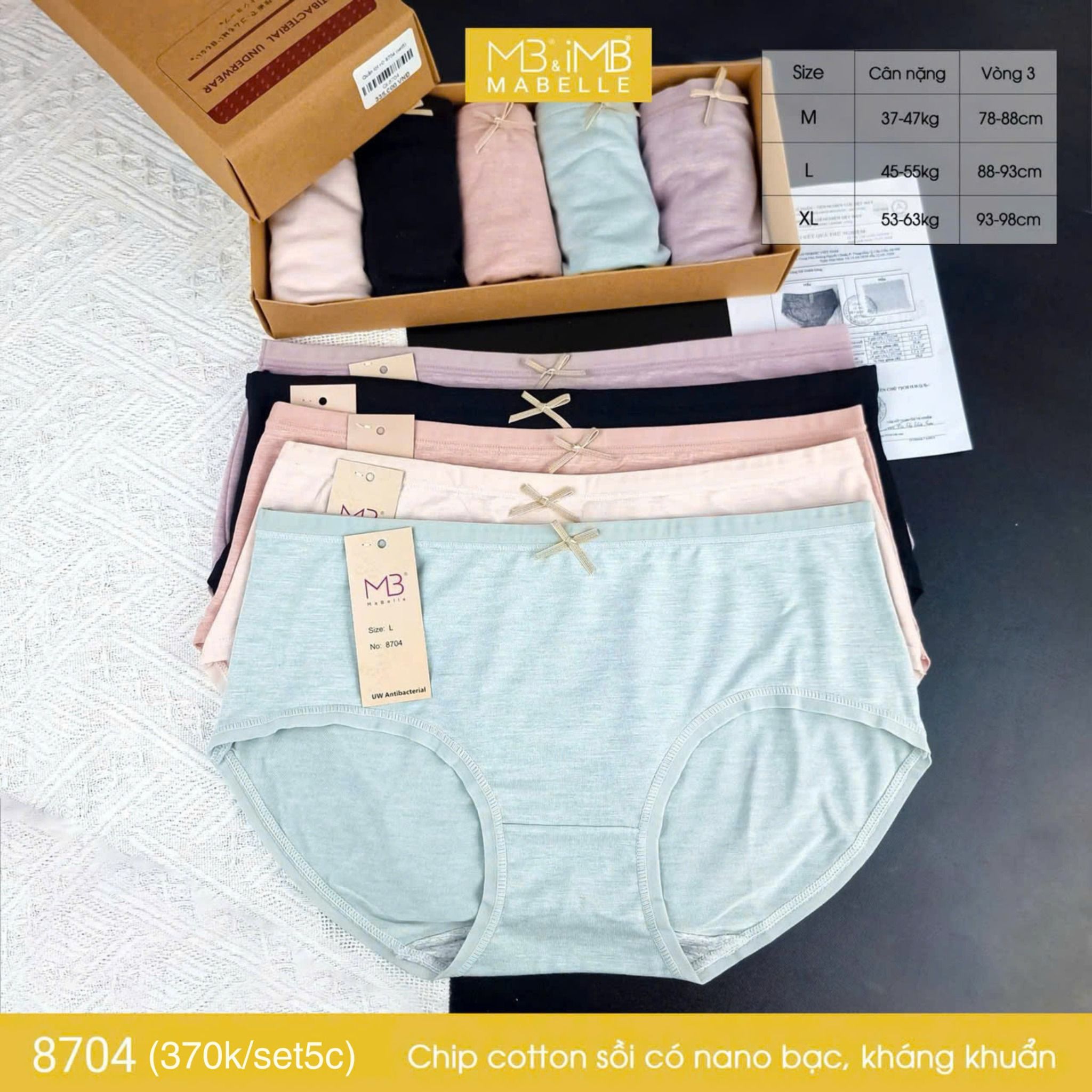 Quần lót khử khuẩn làm mát 8704 cạp vừa