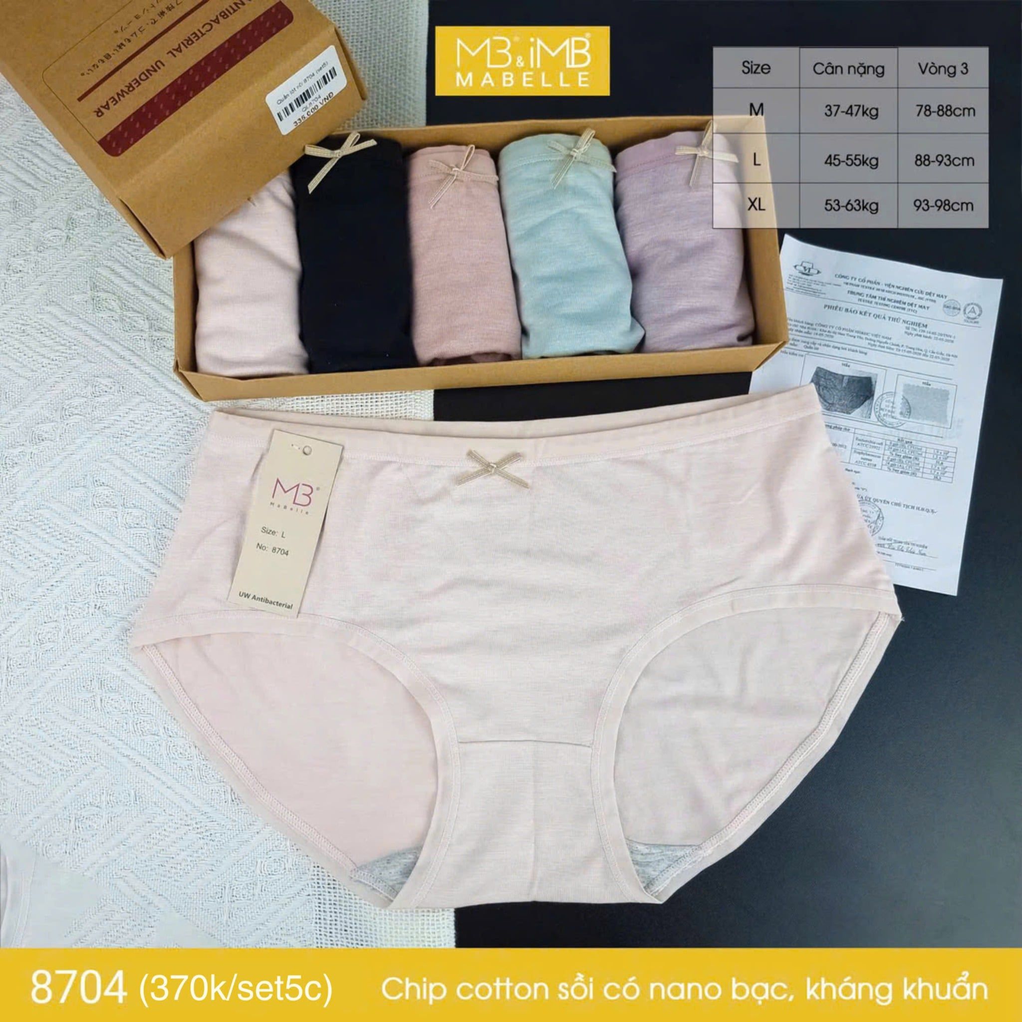 Quần lót khử khuẩn làm mát 8704 cạp vừa