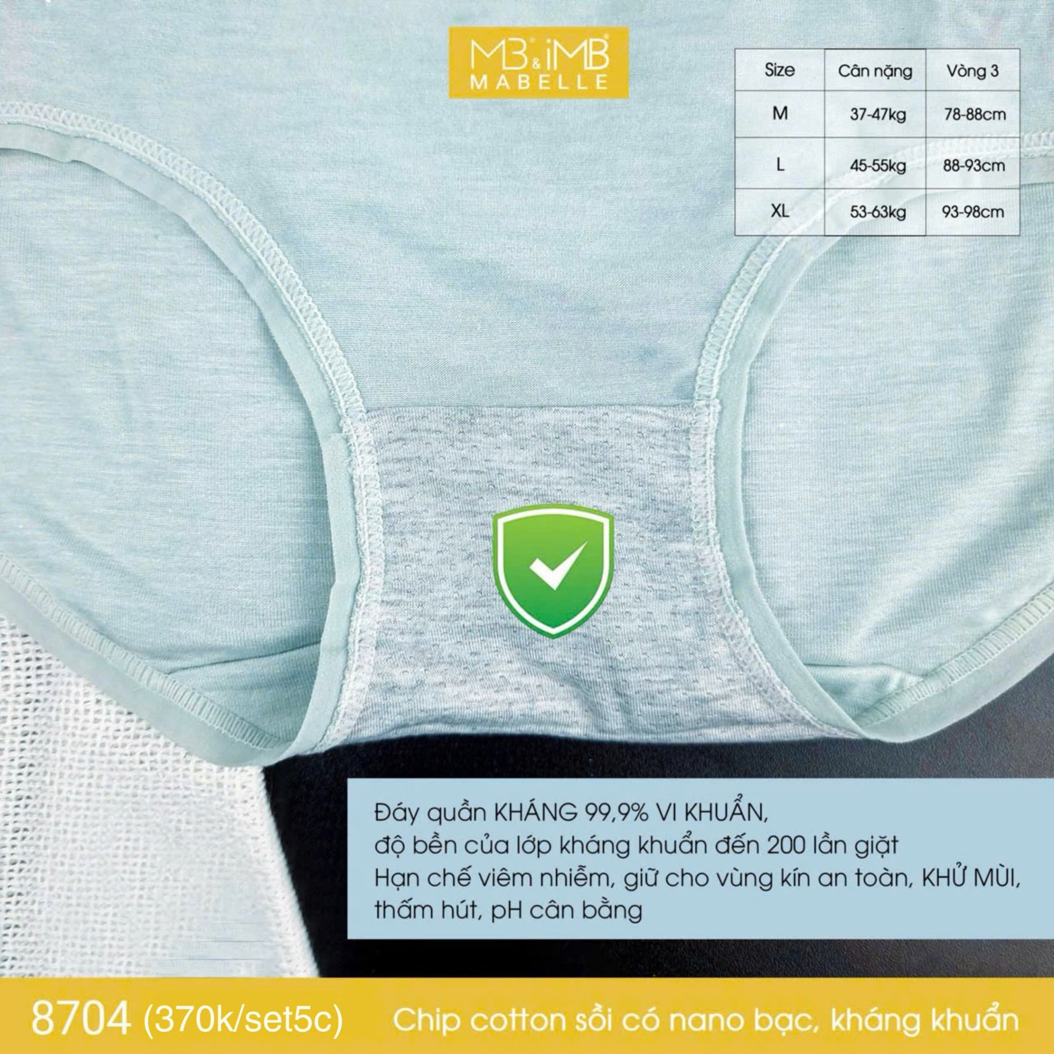 Quần lót khử khuẩn làm mát 8704 cạp vừa