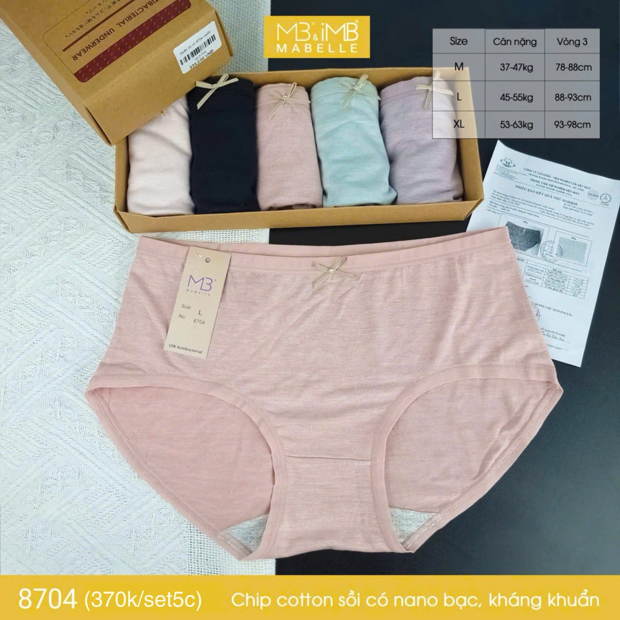 Quần lót khử khuẩn làm mát 8704 cạp vừa