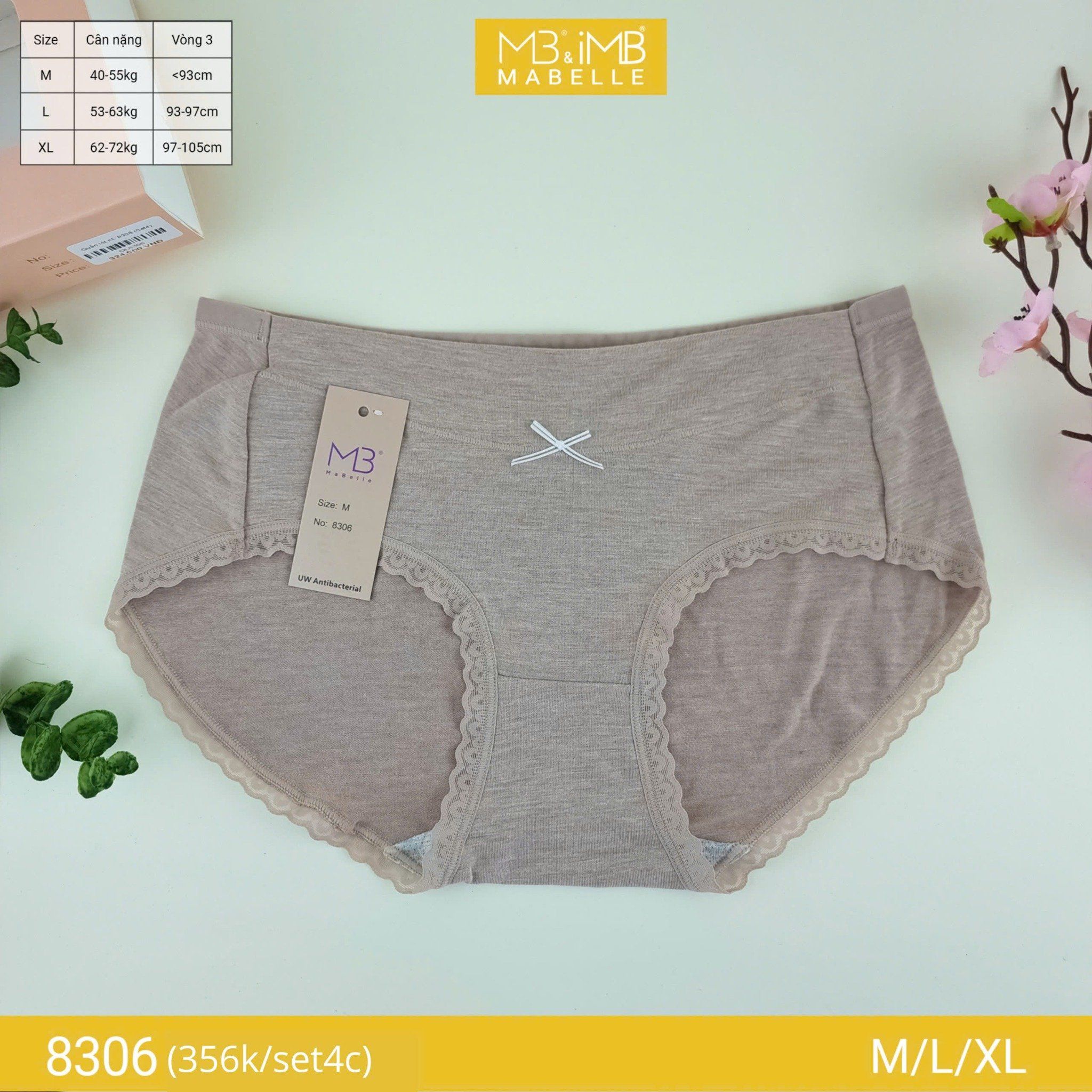 Quần lót cotton sồi organic MB 8306 kháng khuẩn cao cấp