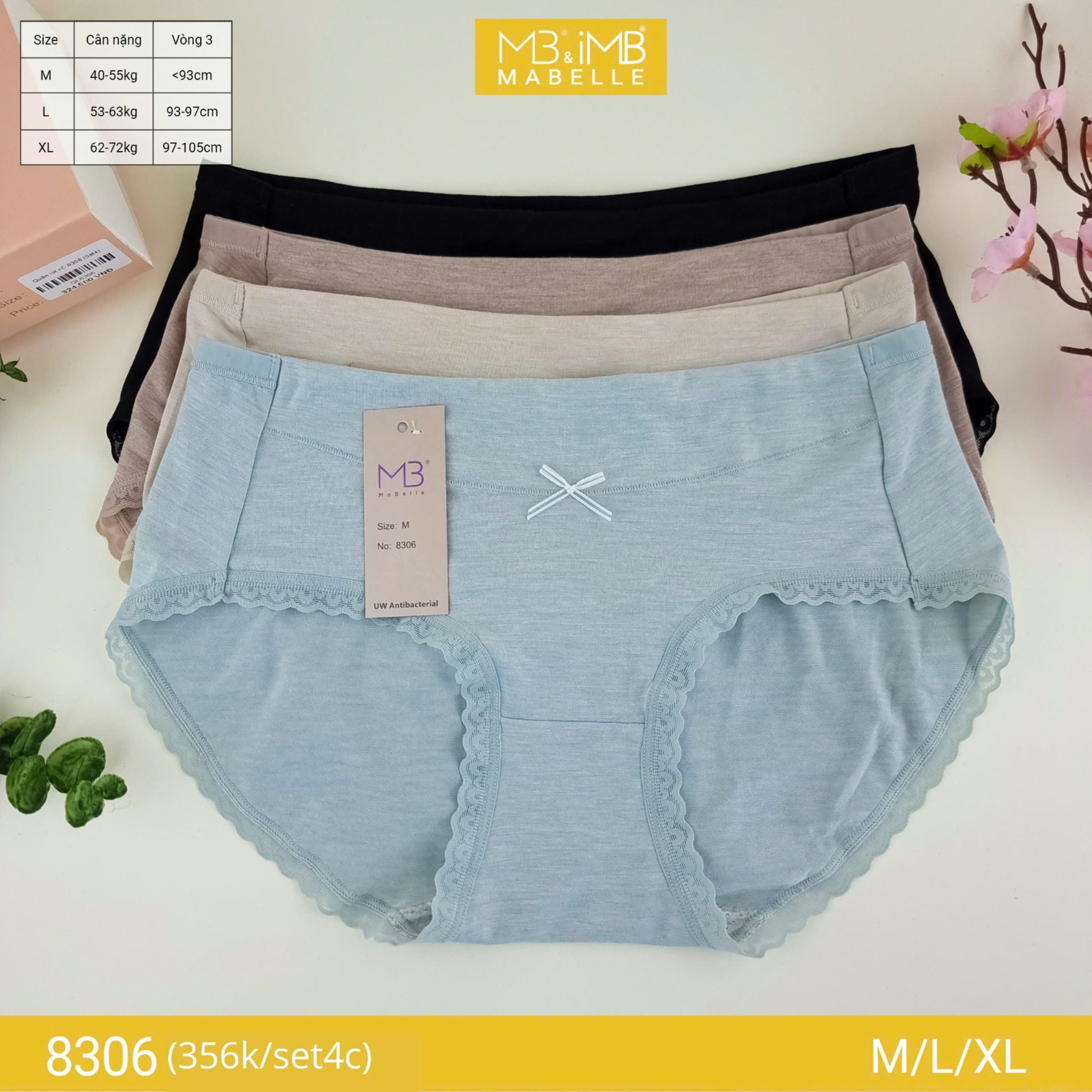 Quần lót cotton sồi organic MB 8306 kháng khuẩn cao cấp