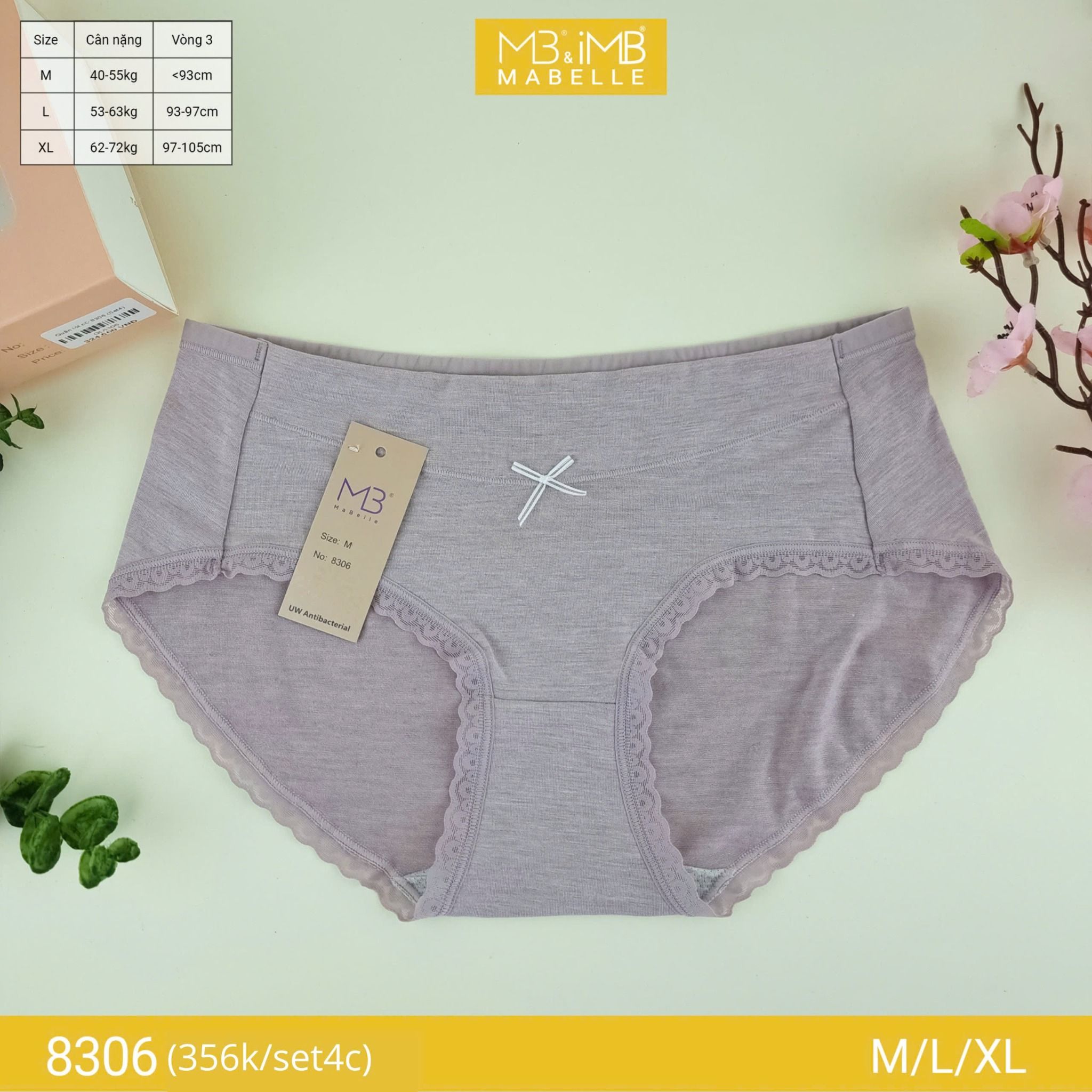 Quần lót cotton sồi organic MB 8306 kháng khuẩn cao cấp