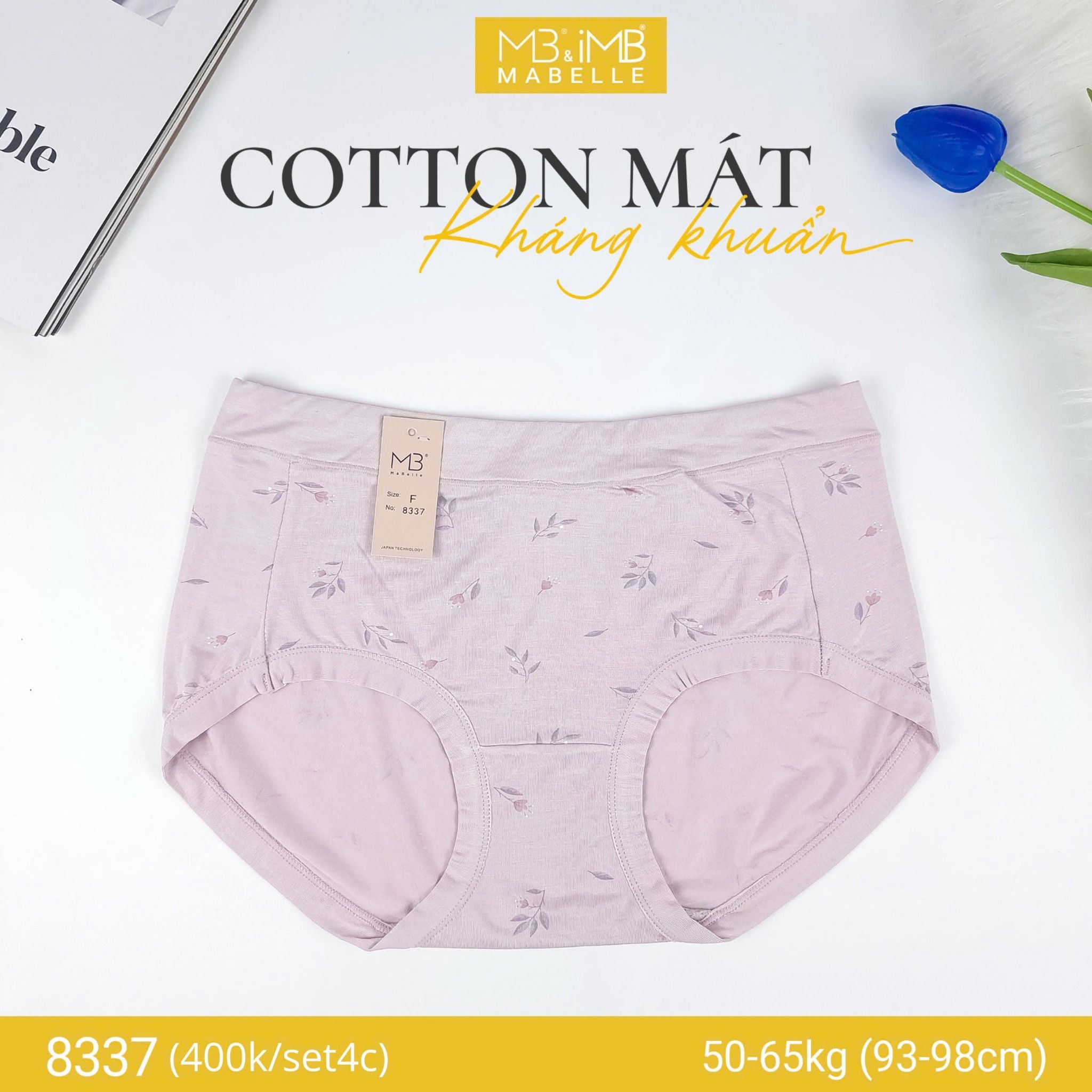 Quần lót kháng khuẩn co giãn 8337 cạp vừa