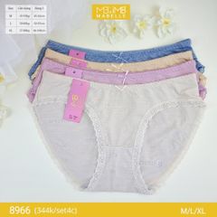 Quần lót nữ kháng khuẩn MB 8966 cạp thấp dáng bikini sexy sợi làm mát set 4 chiếc