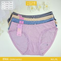 Quần lót nữ kháng khuẩn MB 8966 cạp thấp dáng bikini sexy sợi làm mát set 4 chiếc