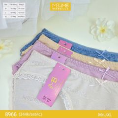 Quần lót nữ kháng khuẩn MB 8966 cạp thấp dáng bikini sexy sợi làm mát set 4 chiếc