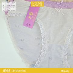 Quần lót nữ kháng khuẩn MB 8966 cạp thấp dáng bikini sexy sợi làm mát set 4 chiếc