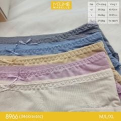 Quần lót nữ kháng khuẩn MB 8966 cạp thấp dáng bikini sexy sợi làm mát set 4 chiếc