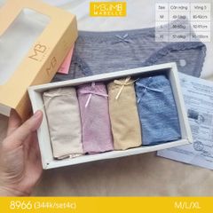 Quần lót nữ kháng khuẩn MB 8966 cạp thấp dáng bikini sexy sợi làm mát set 4 chiếc
