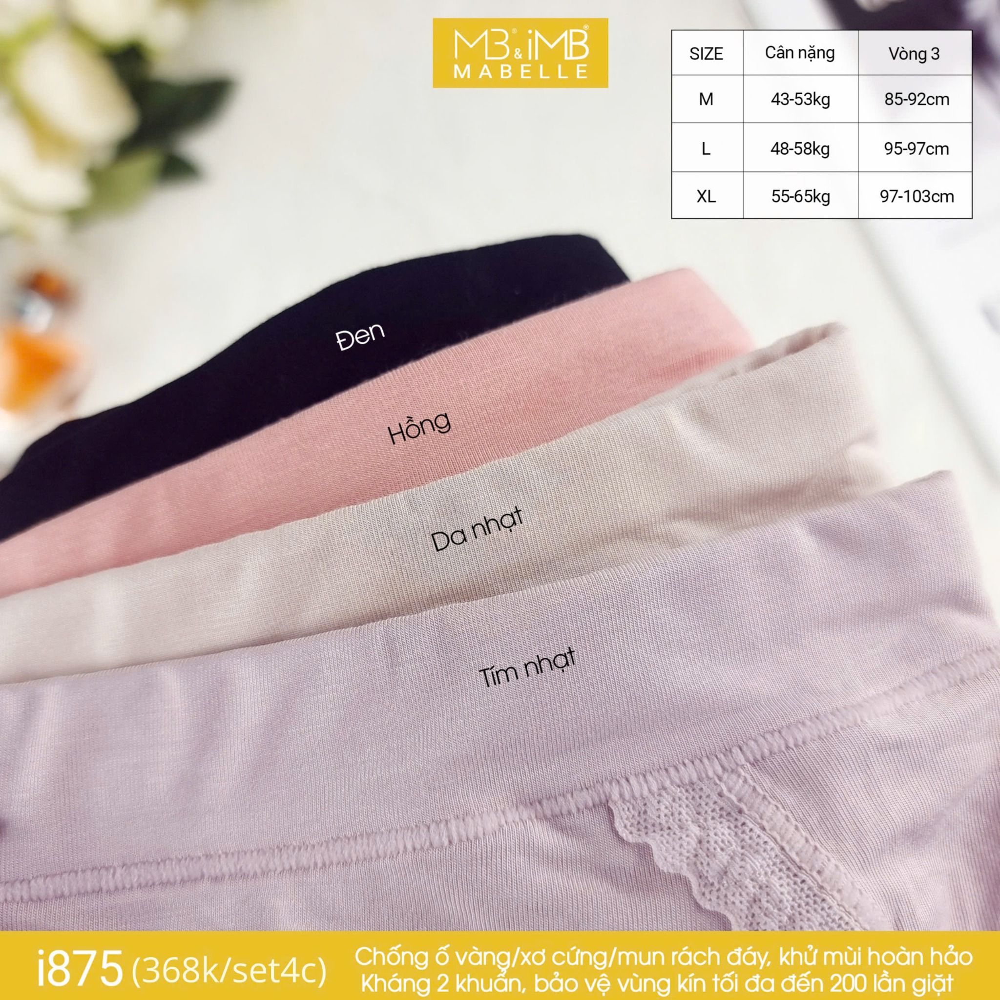 Quần lót kháng khuẩn i875 cạp vừa