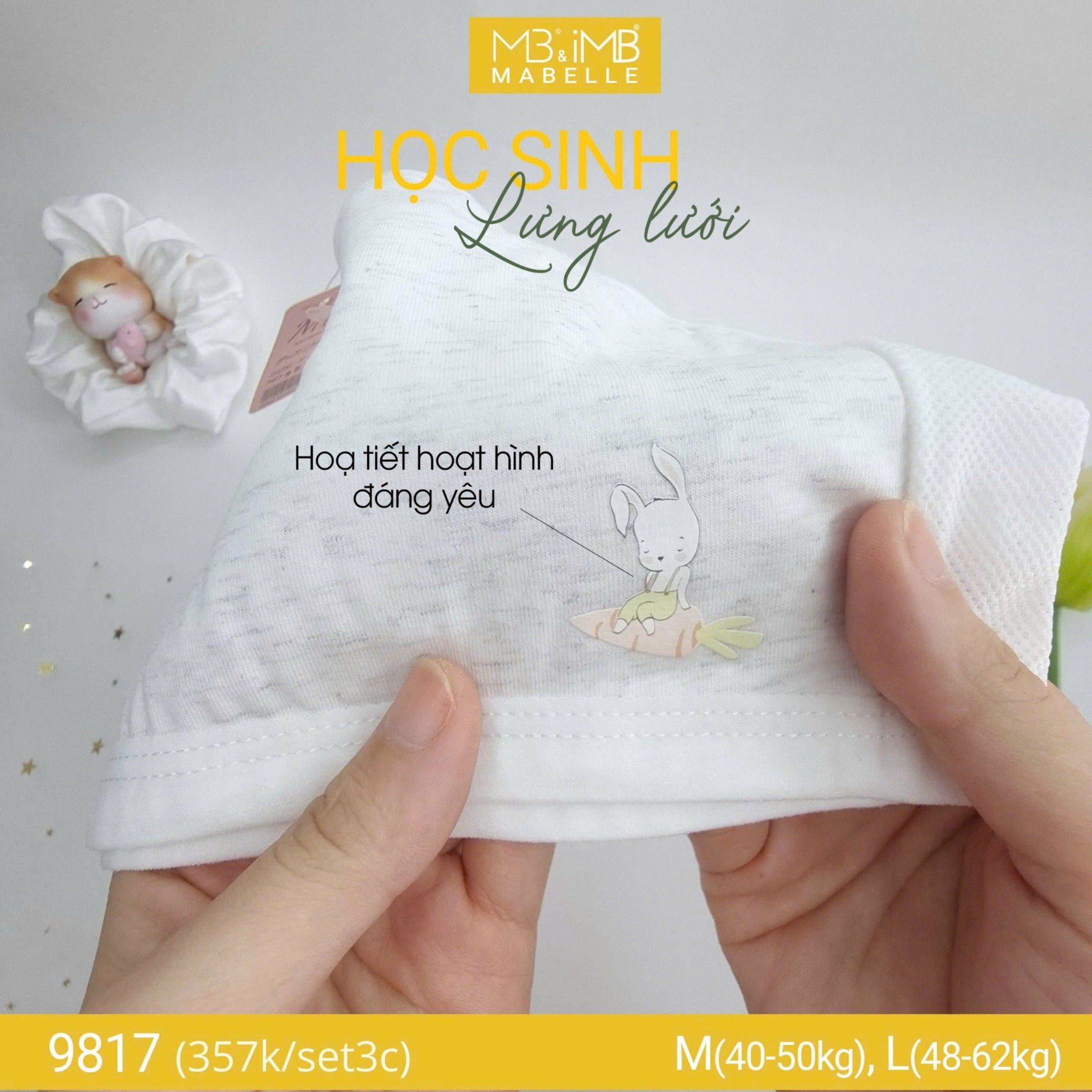 Áo lá học sinh lưng lưới 9817