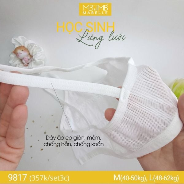 Áo lá học sinh lưng lưới 9817