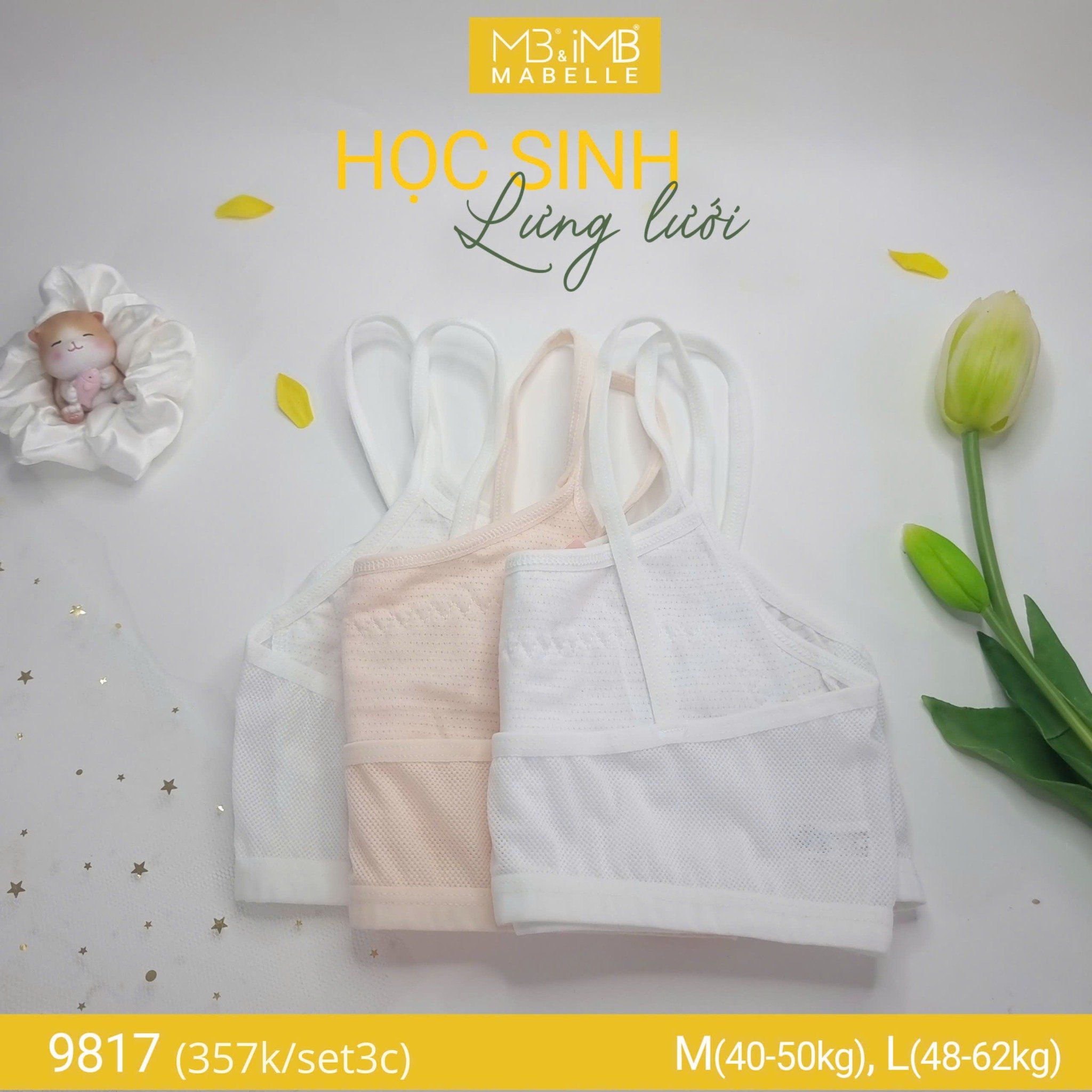 Áo lá học sinh lưng lưới 9817