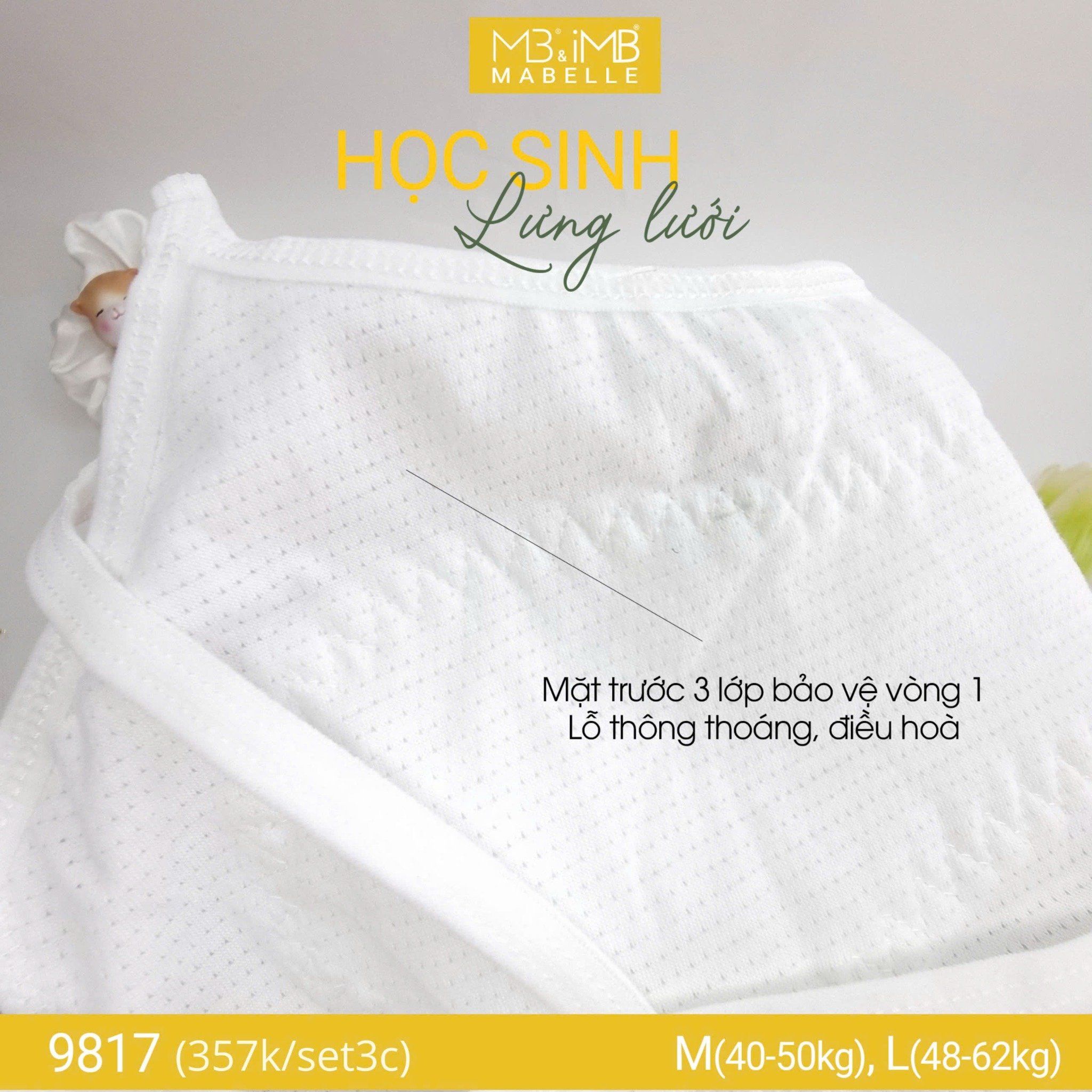 Áo lá học sinh lưng lưới 9817