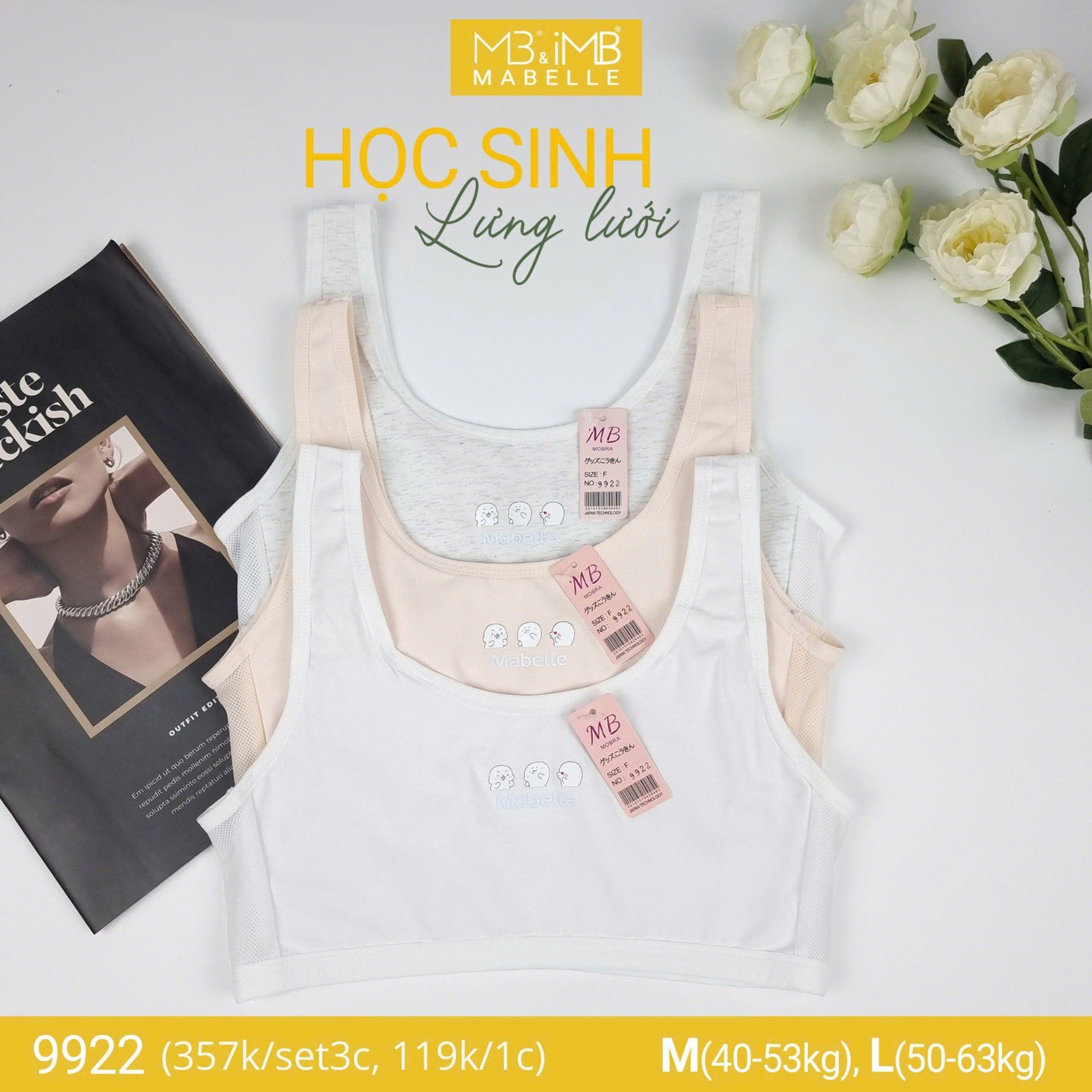 Áo lá học sinh MB 9922 mặt trước 3 lớp, lưng lưới