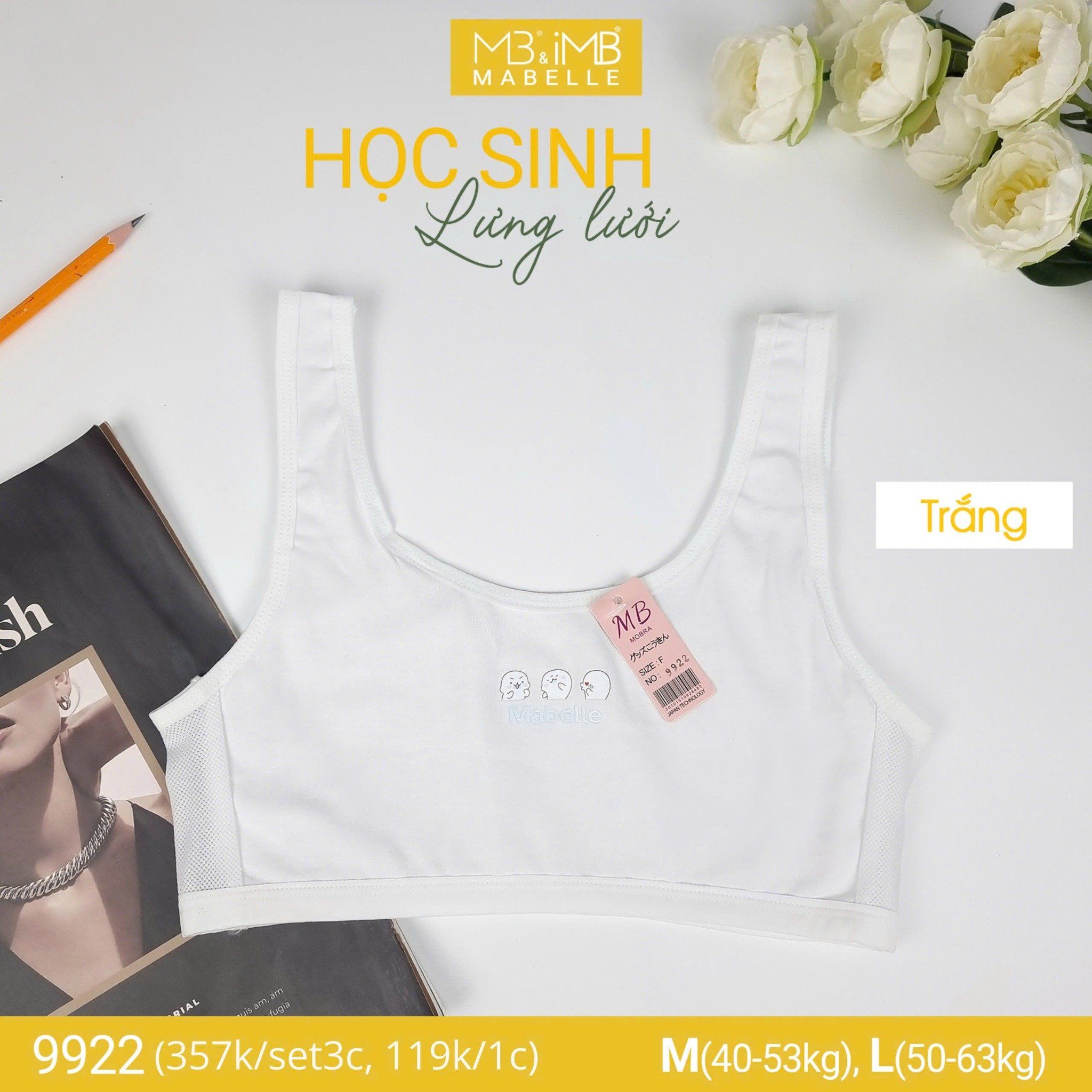 Áo lá học sinh MB 9922 mặt trước 3 lớp, lưng lưới