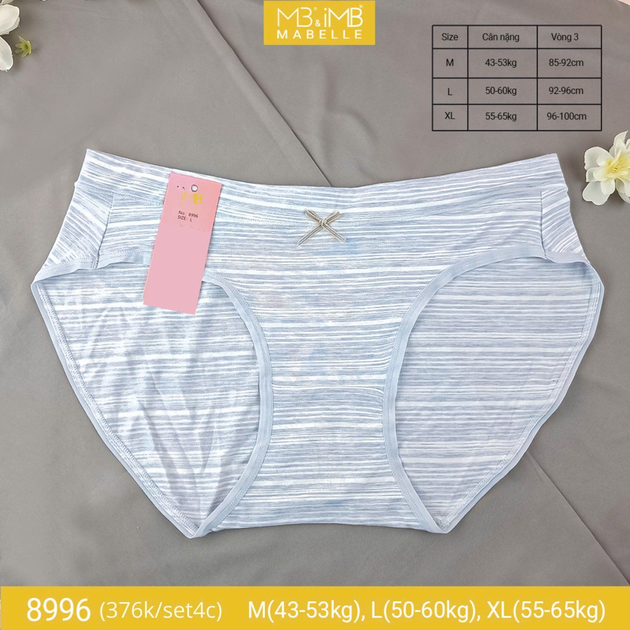 Quần lót cotton kháng khuẩn tàng hình MB 8996 cạp vừa
