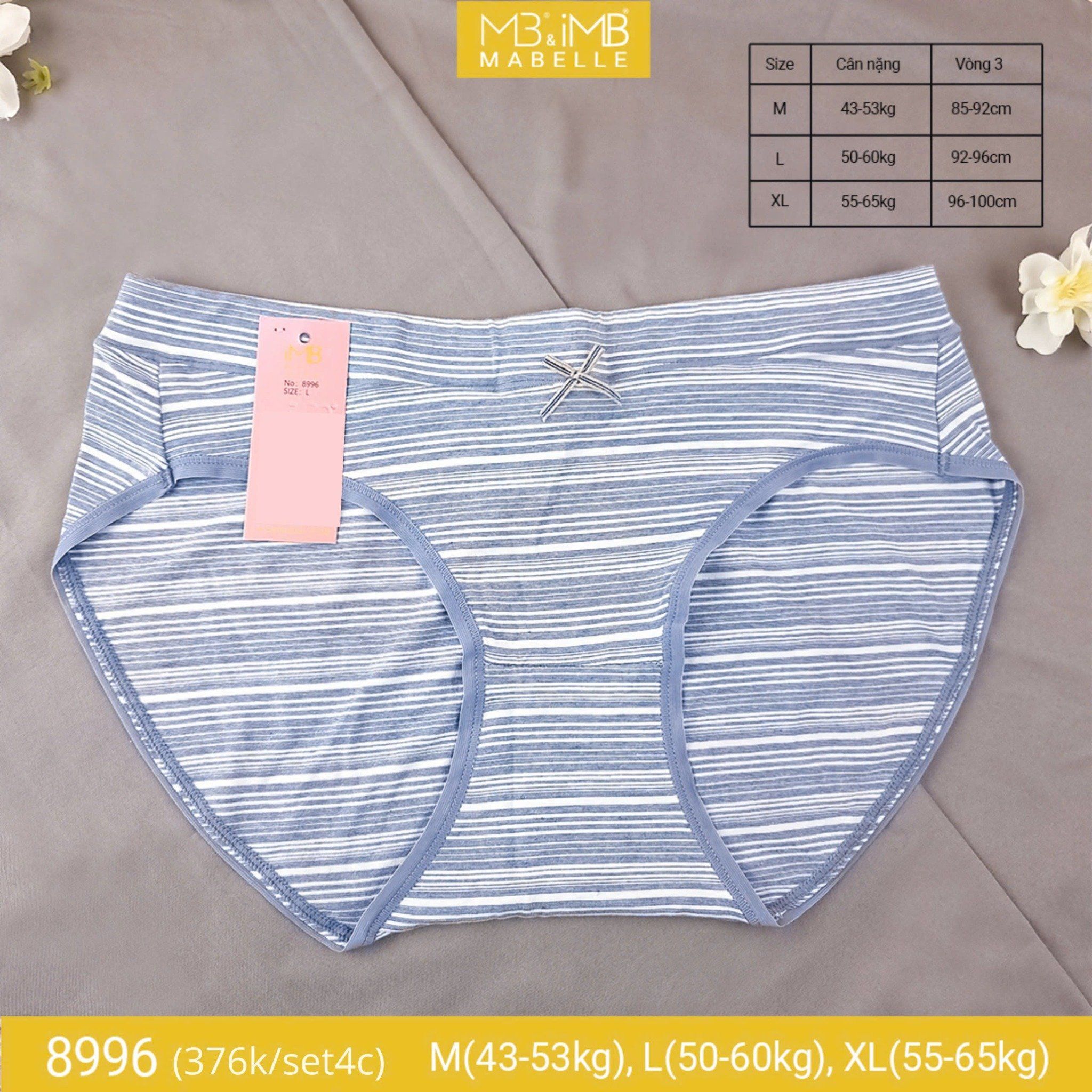 Quần lót cotton kháng khuẩn tàng hình MB 8996 cạp vừa