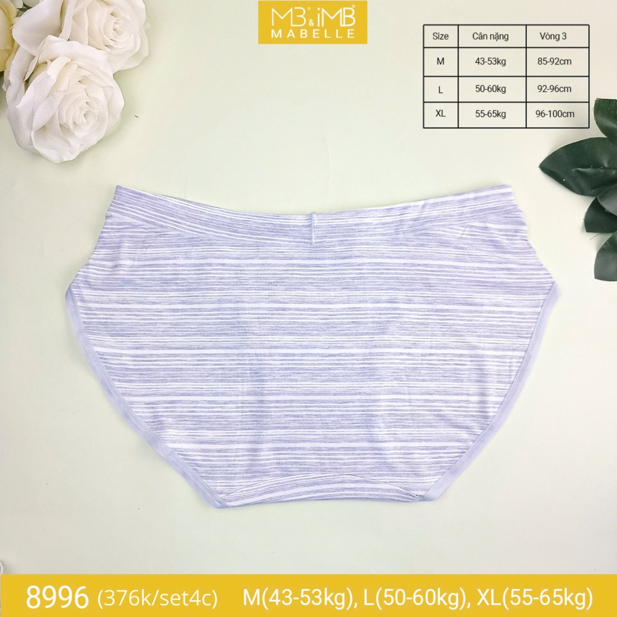 Quần lót cotton kháng khuẩn tàng hình MB 8996 cạp vừa