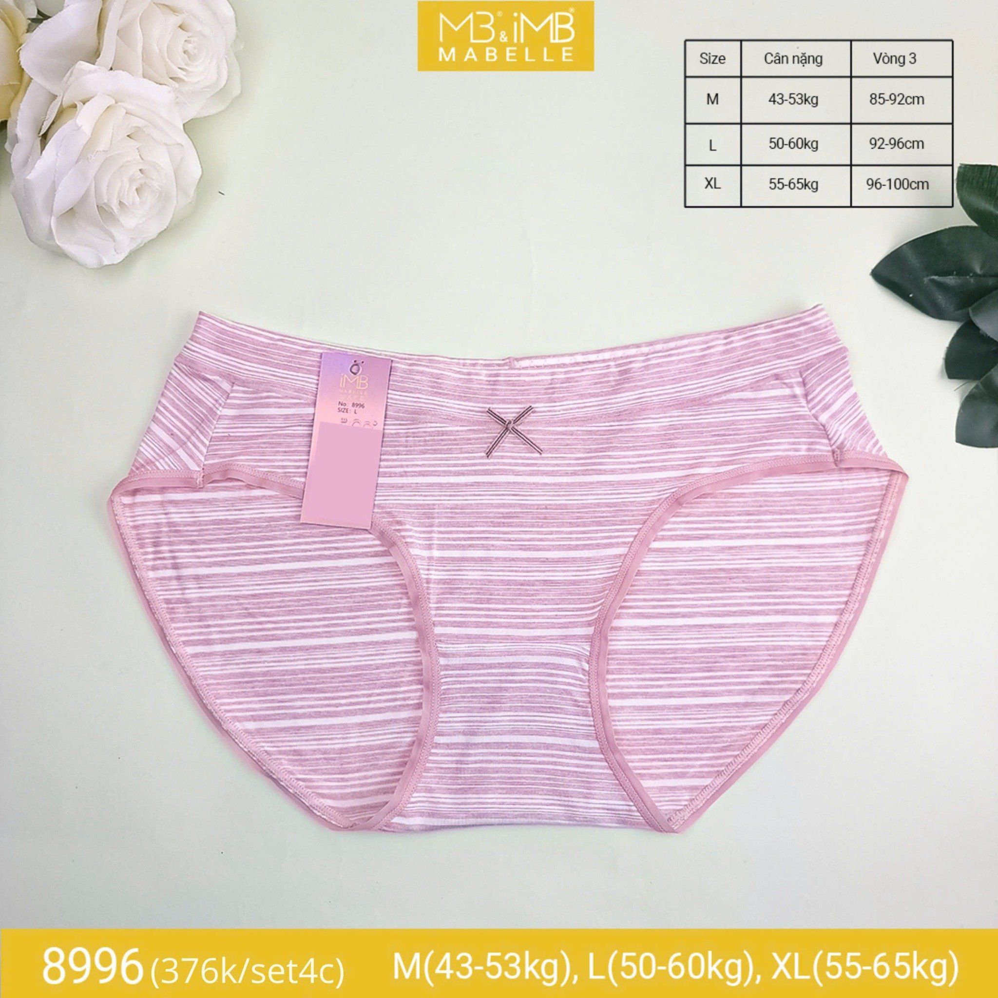 Quần lót cotton kháng khuẩn tàng hình MB 8996 cạp vừa