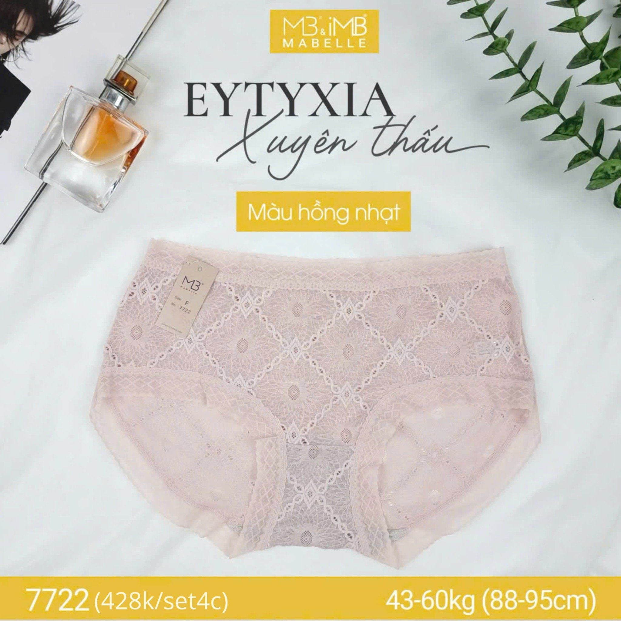 Quần lót kháng khuẩn làm mát xuyên thấu MB 7722 cạp vừa