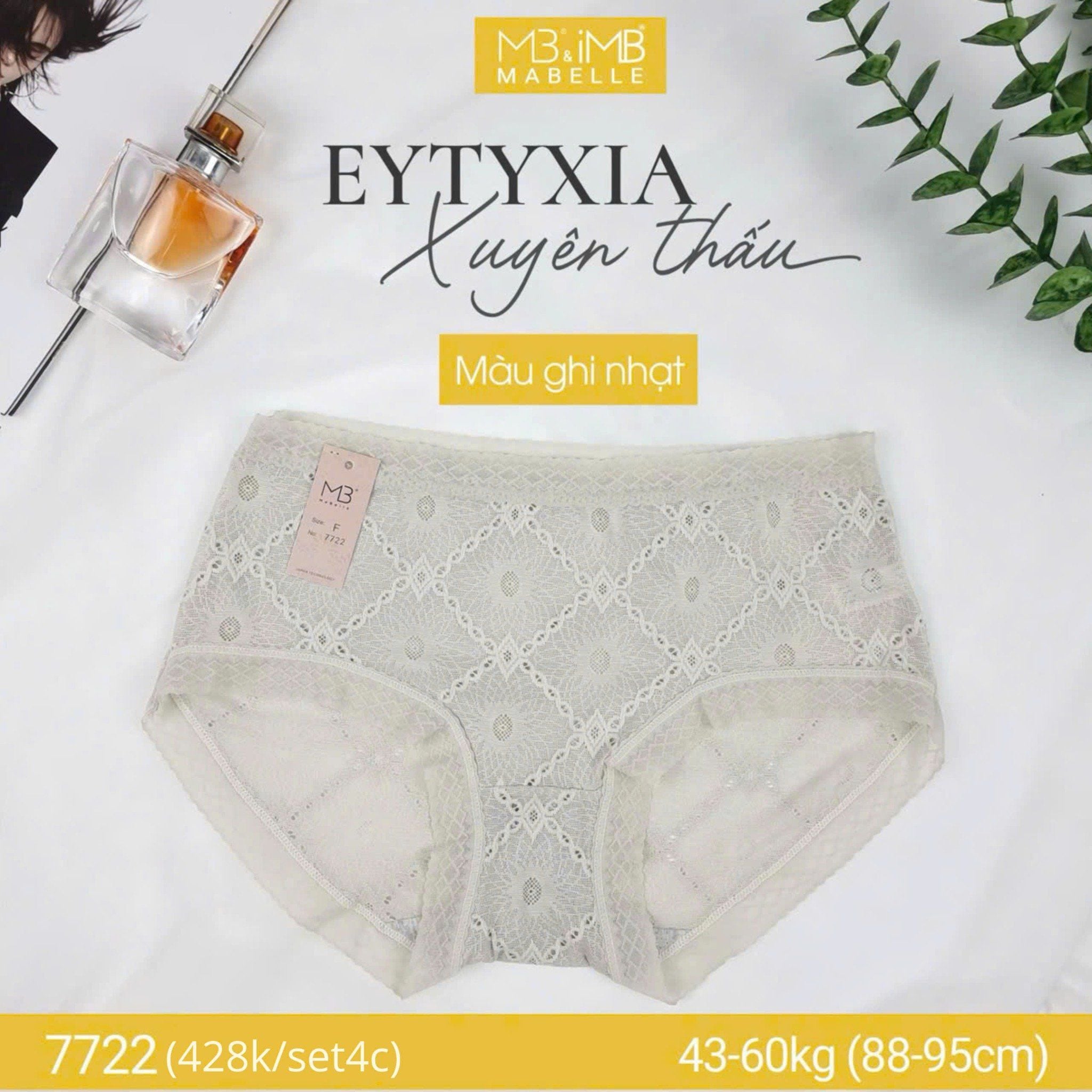 Quần lót kháng khuẩn làm mát xuyên thấu MB 7722 cạp vừa